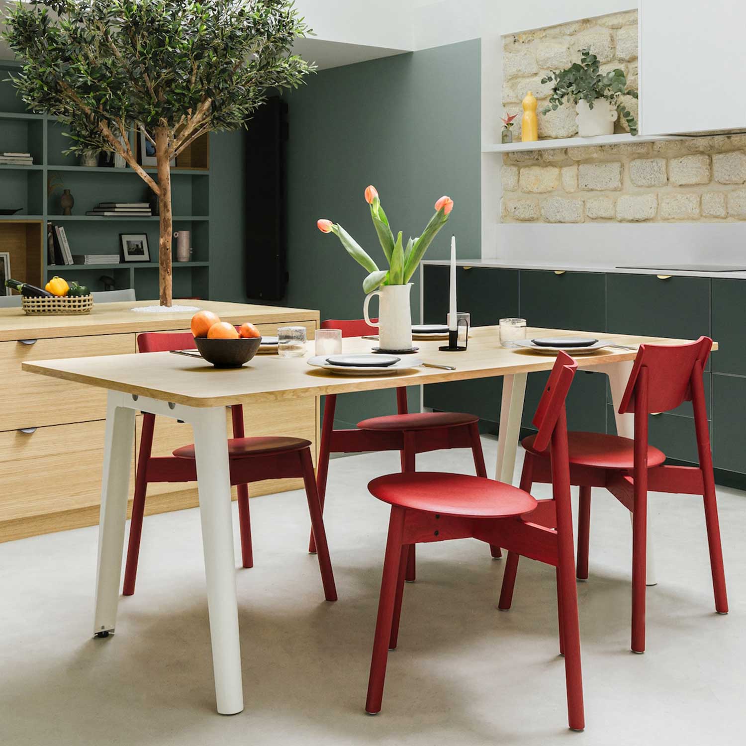 Tiptoe - SSD Stuhl Vollholz mohnrot