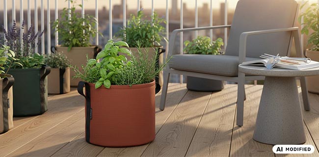 Bacsac Pflanztasche auf Balkon