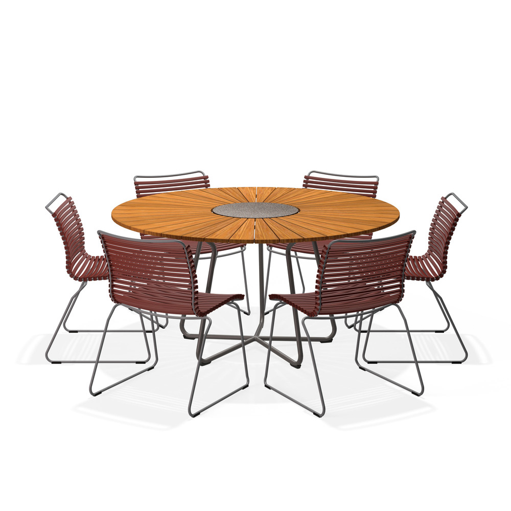 HOUE - Set Circle Tisch Ø150 cm + 6x Click Stuhl paprika