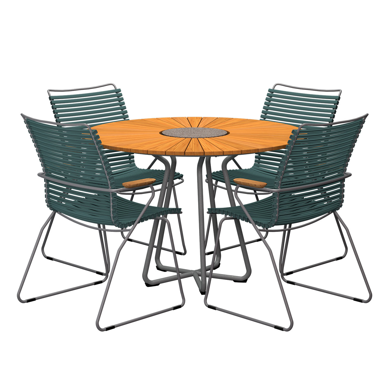 HOUE - Set Circle Ø 110 cm + 4x Click Stuhl hoch dunkelgrau