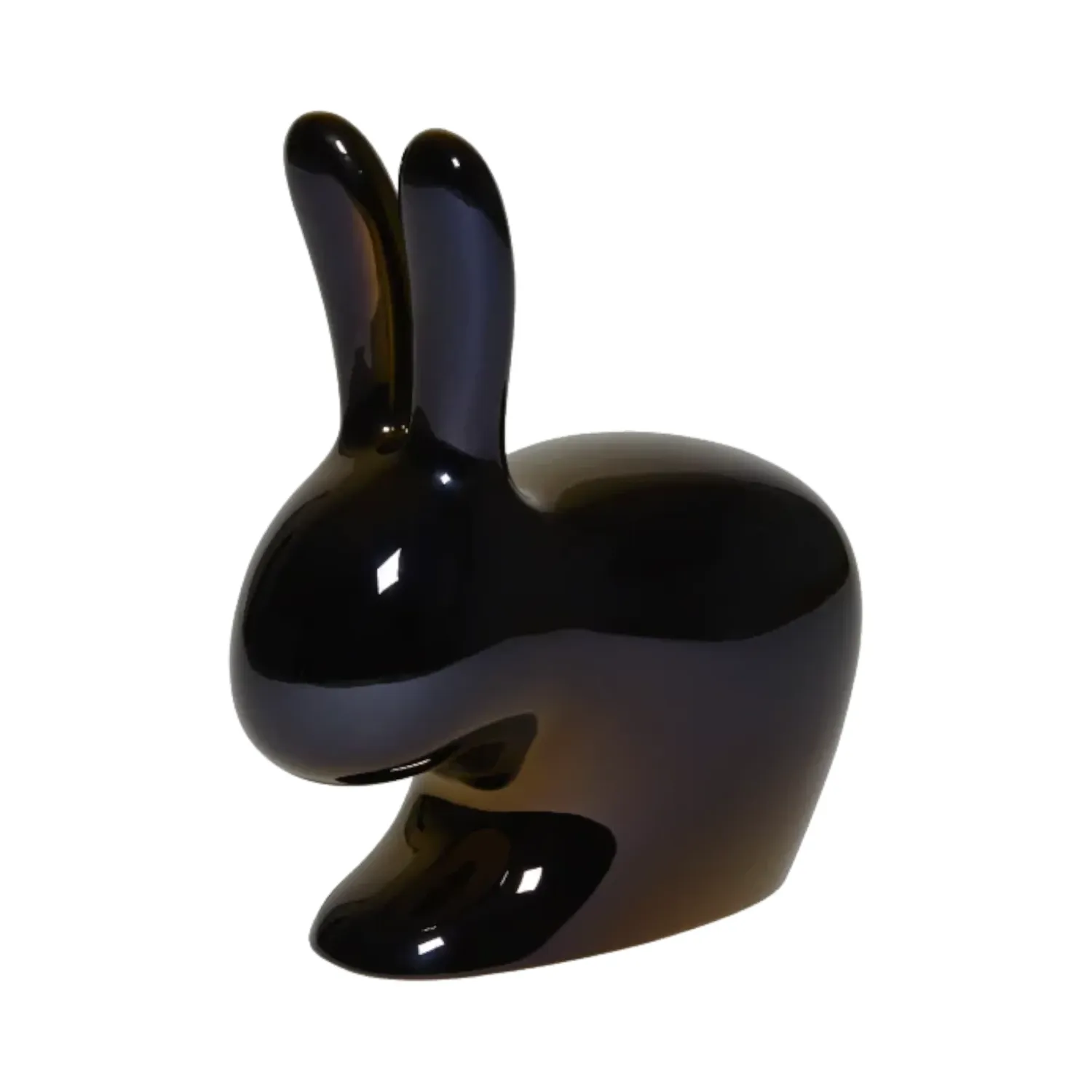 Qeeboo - Rabbit Stuhl Baby Metal Finish black pearl