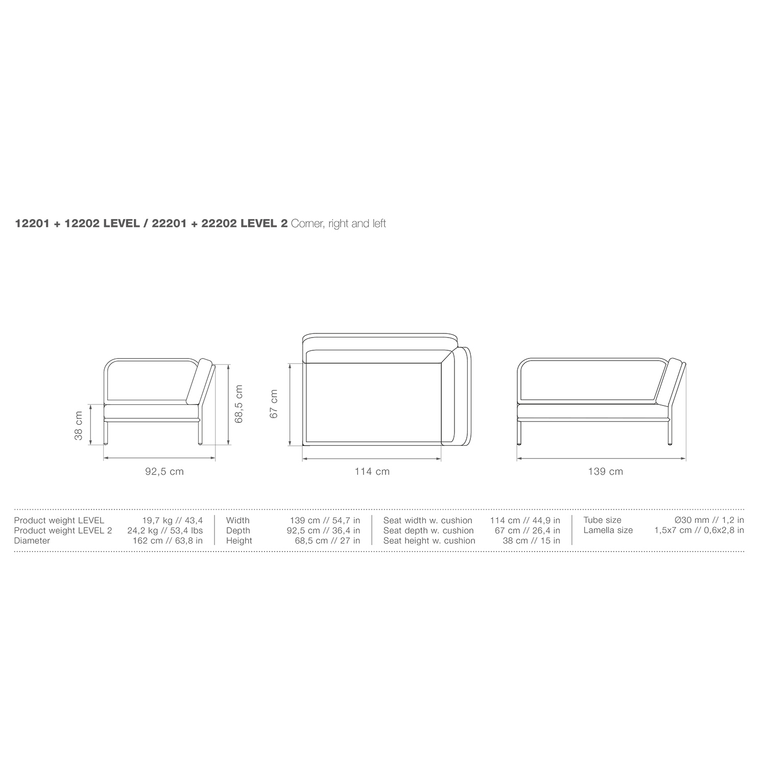 houe level 2 corner abmessungen 100558