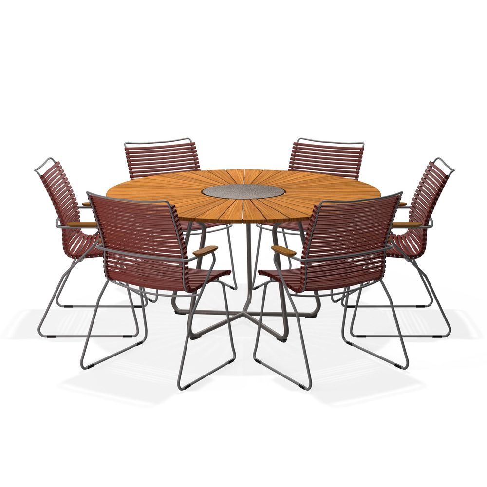 HOUE – Set Circle Ø150 cm + 6x Click Sessel hoch paprika