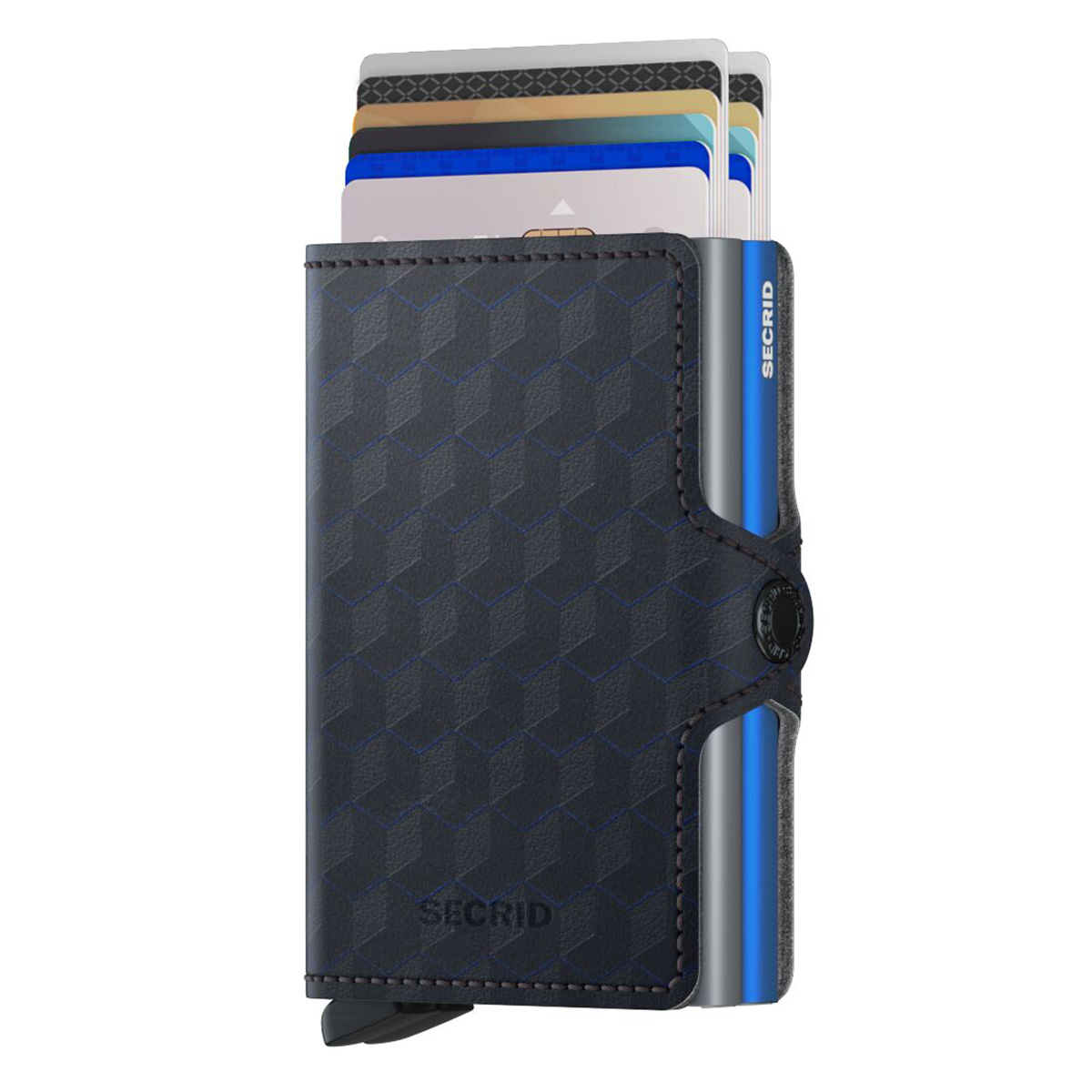 secrid twinwallet Optical titanium blau seitlich mit karten 105152