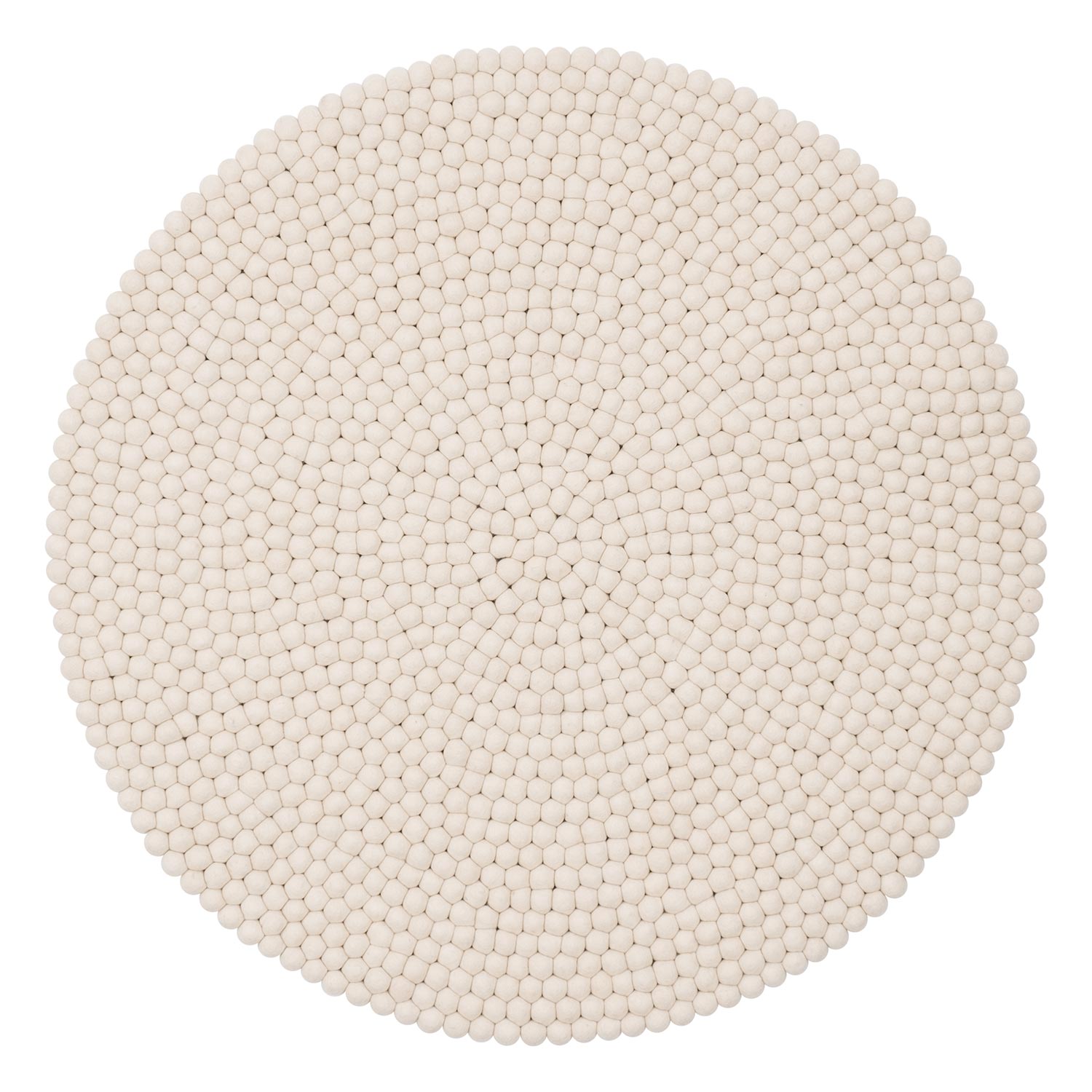 myfelt linea filzkugelteppich rund naturweiss klein 51955