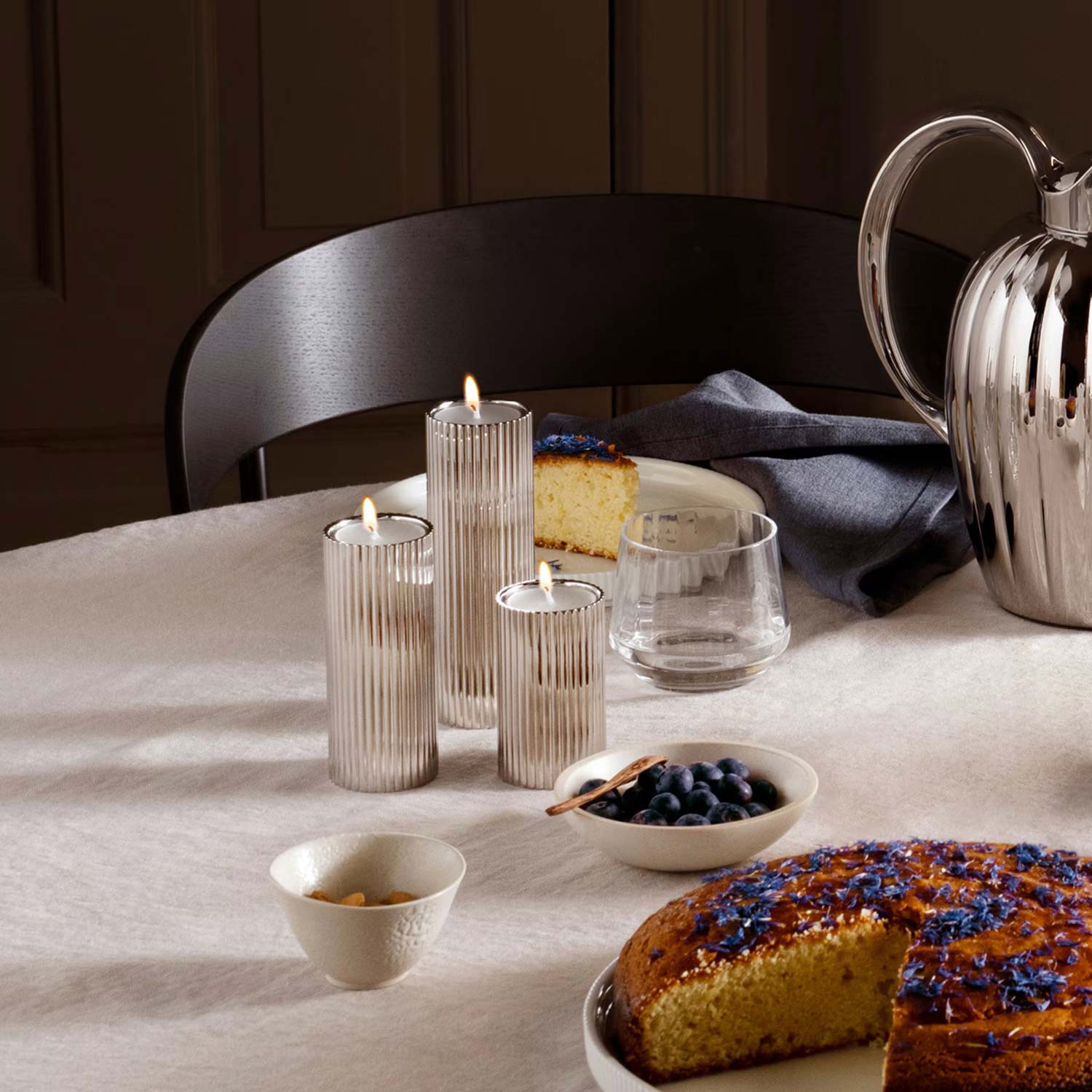 Georg Jensen - Bernadotte Teelicht- / Spitzkerzenhalter-Set