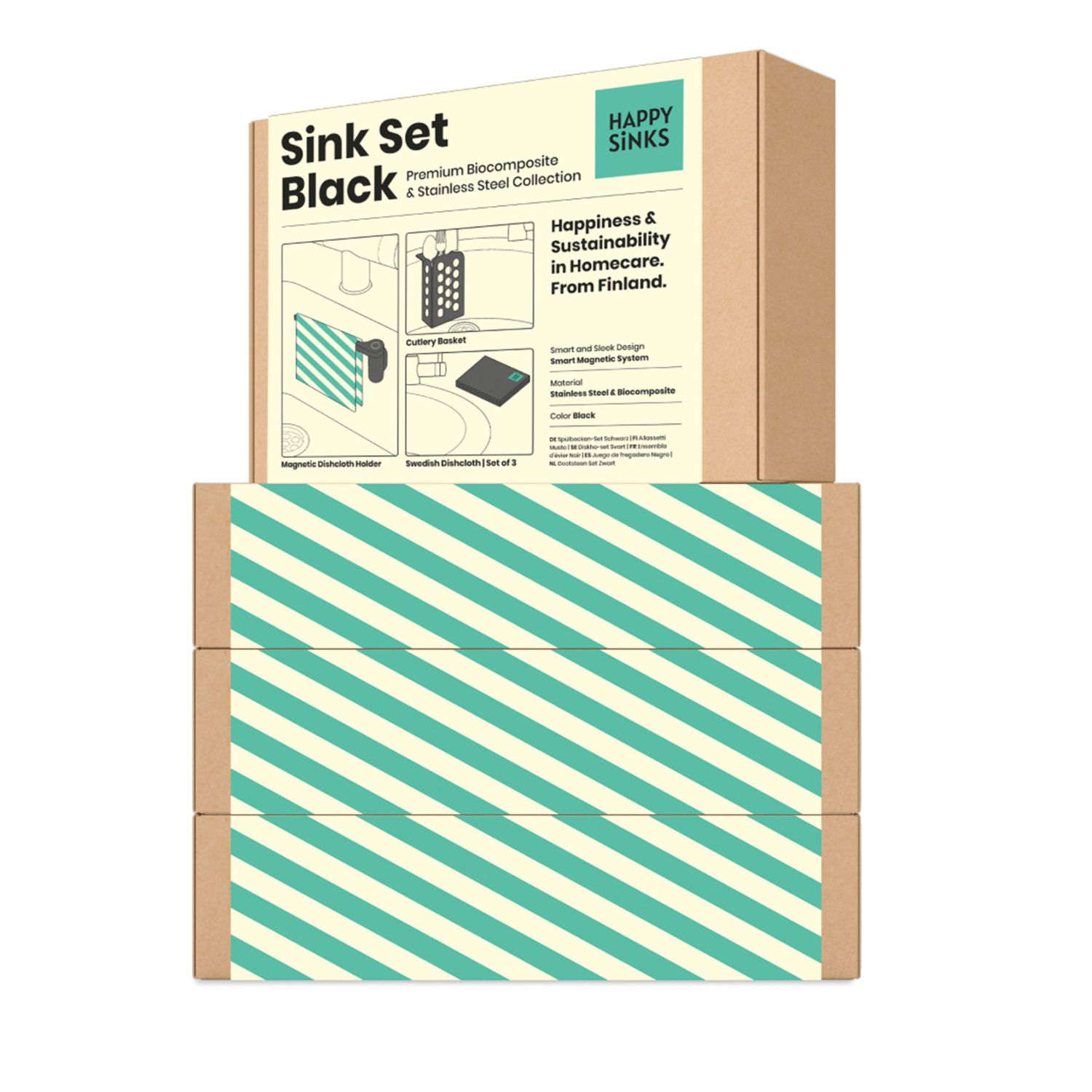 HAPPY SiNKS - Spülenset Biokomposit schwarz