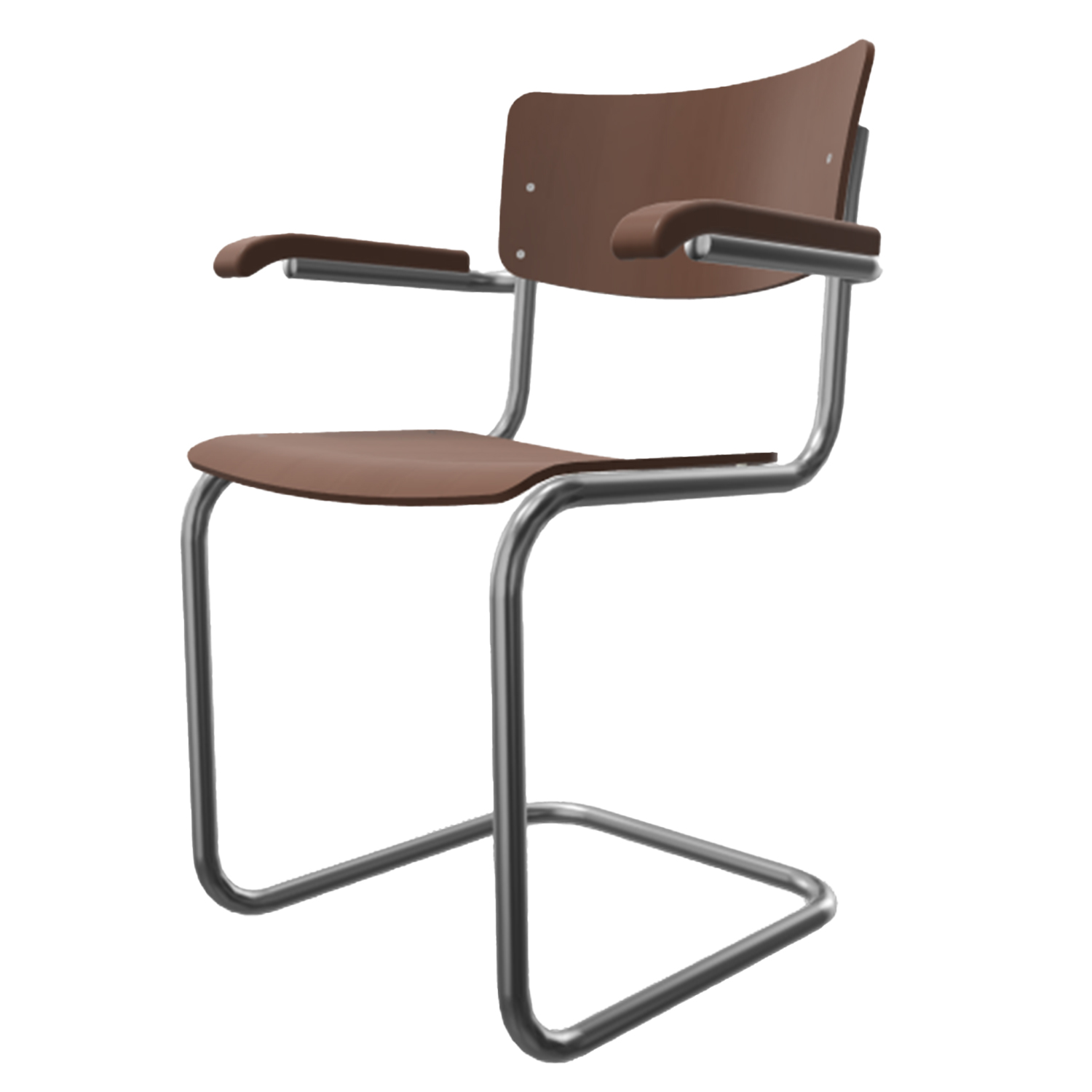 Thonet - S43F Freischwinger chrom / nussbaumfarben TP24