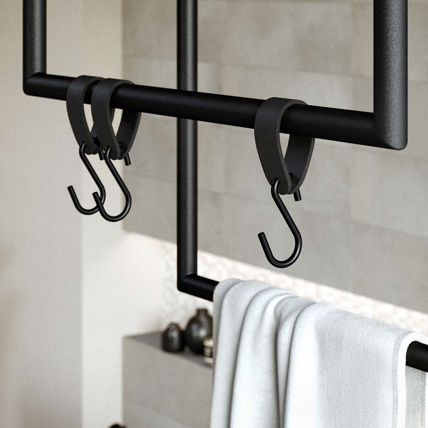 metallbude tensi handtuchhalter schwarz eckig decke haken 96935