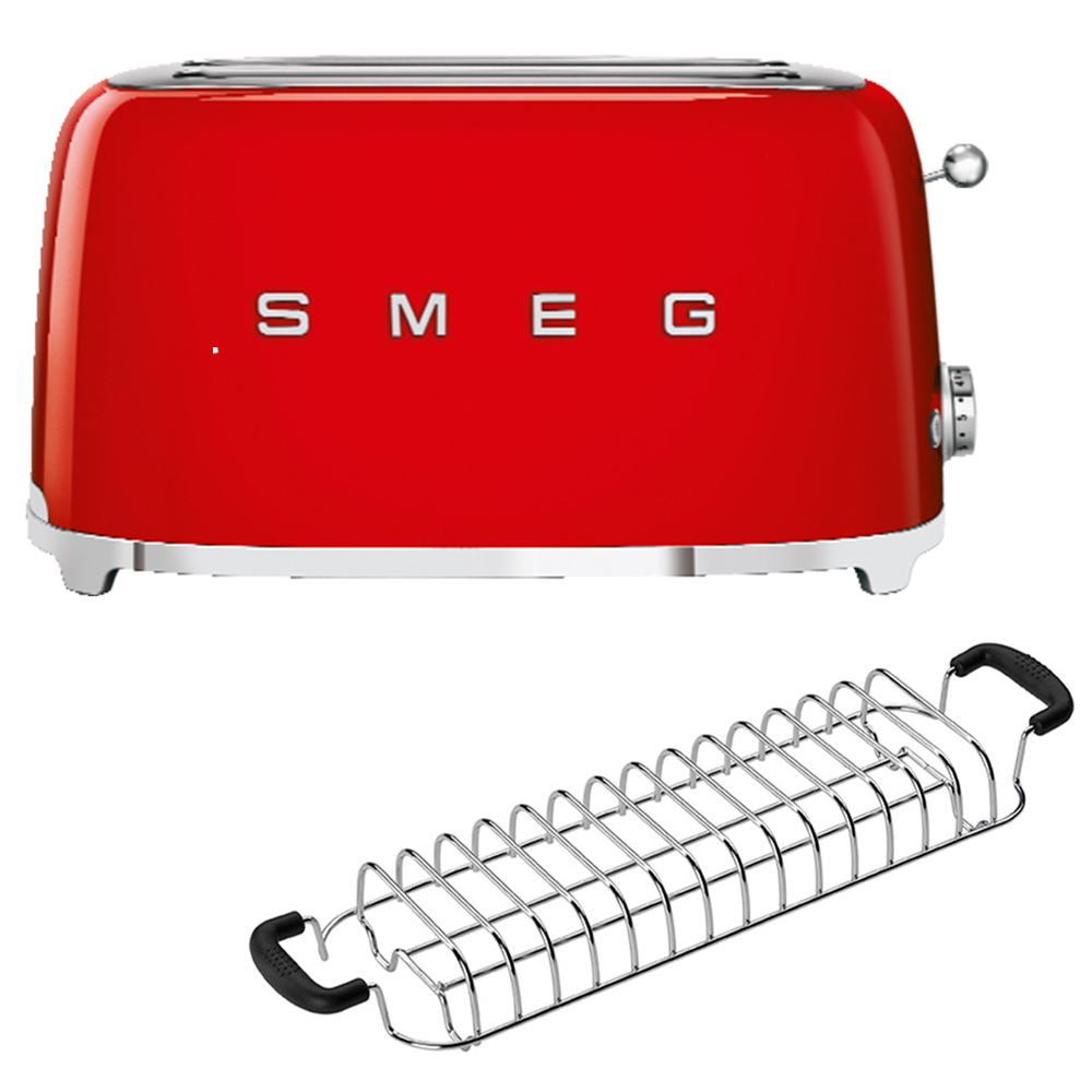 smeg set toaster lang aufsatz rot 56685