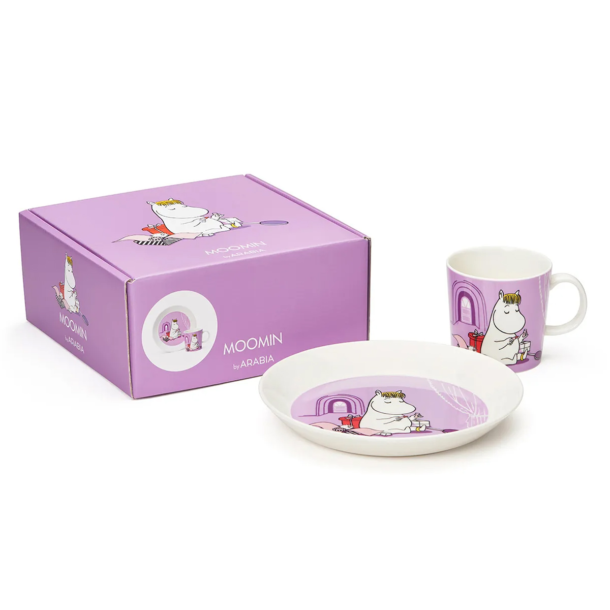Moomin Arabia - Moomin Set Tasse und Schale Snorkmaiden lila