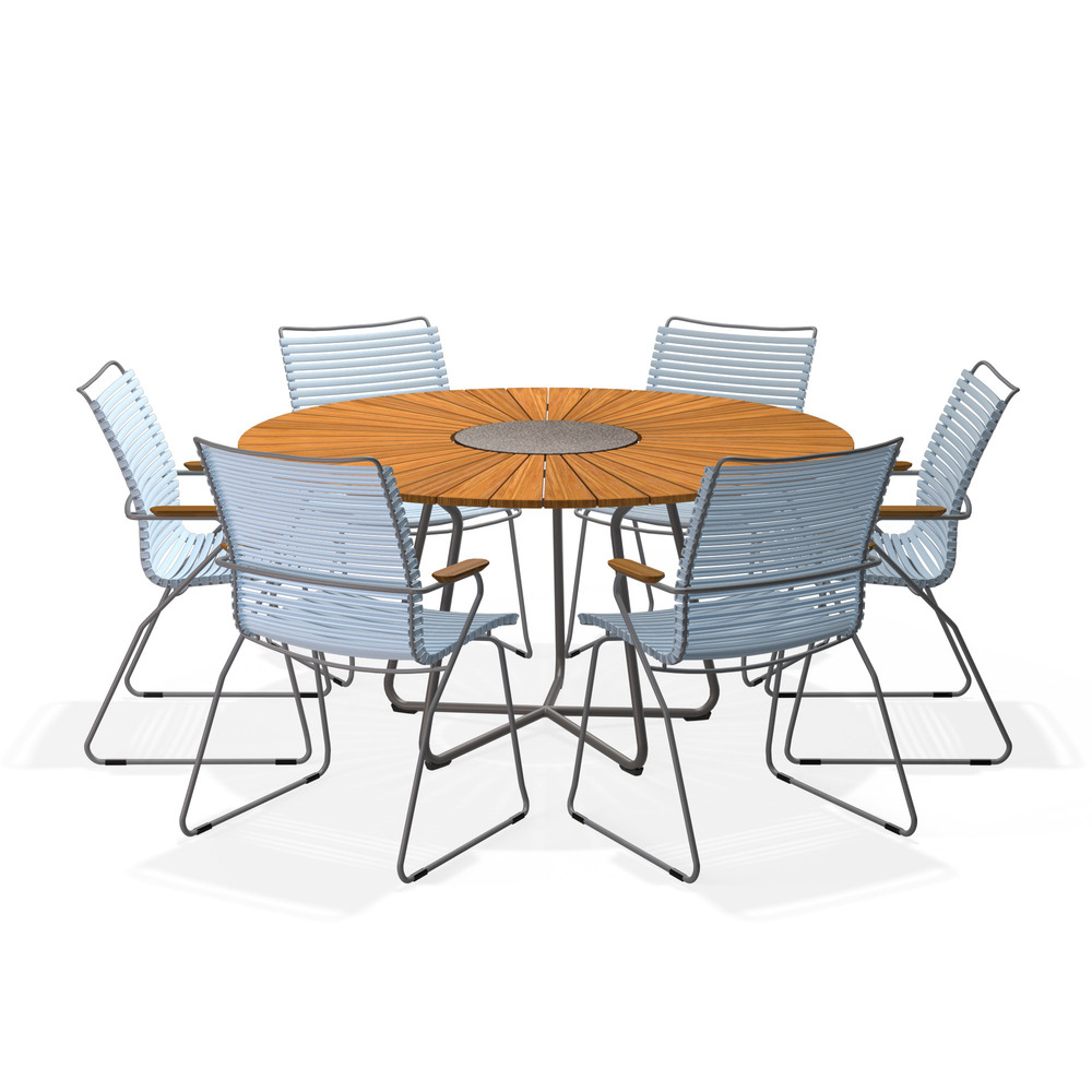 HOUE – Set Circle Ø150 cm + 6x Click Sessel hoch hellblau