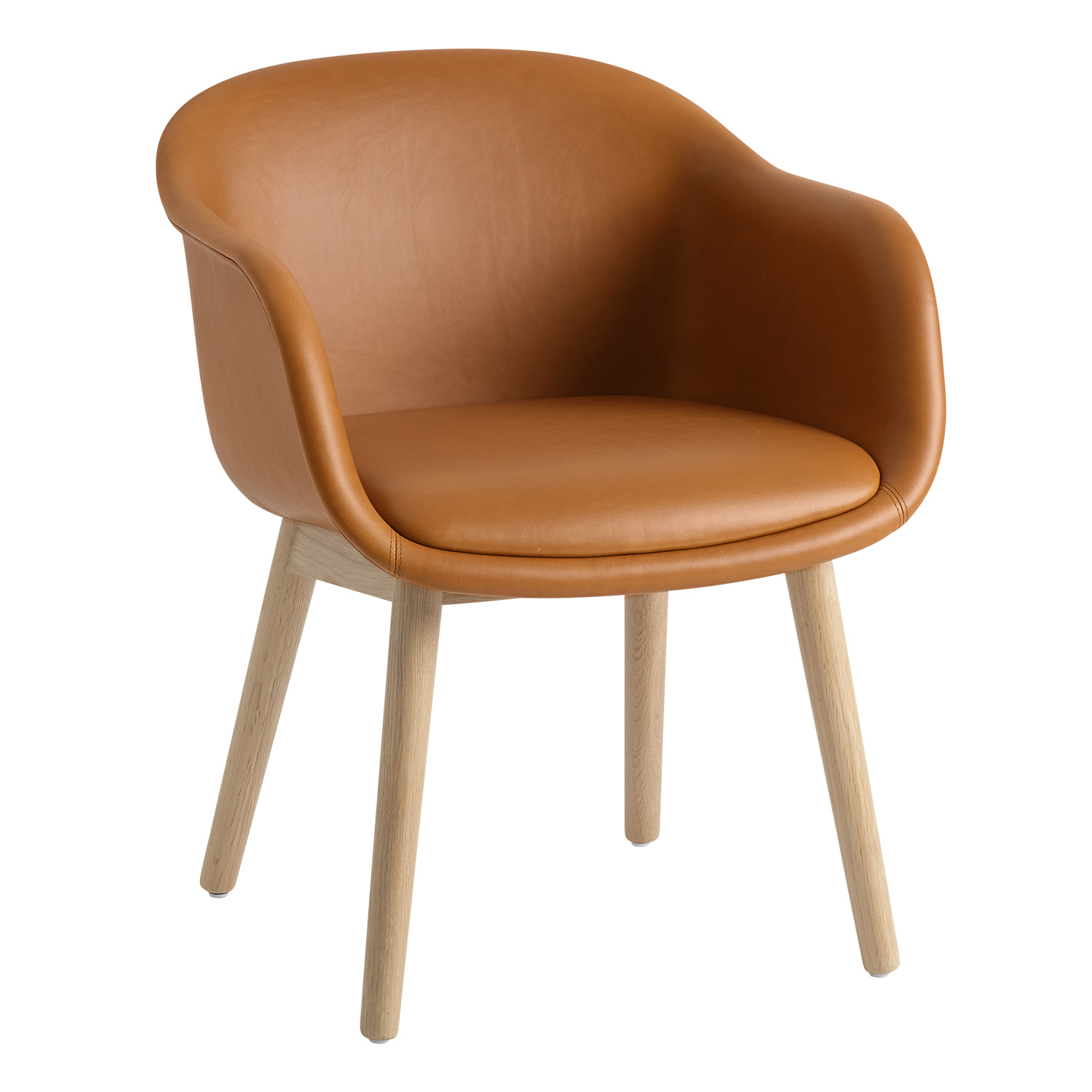 muuto fiber conference armchair wood base leder cognac 89559