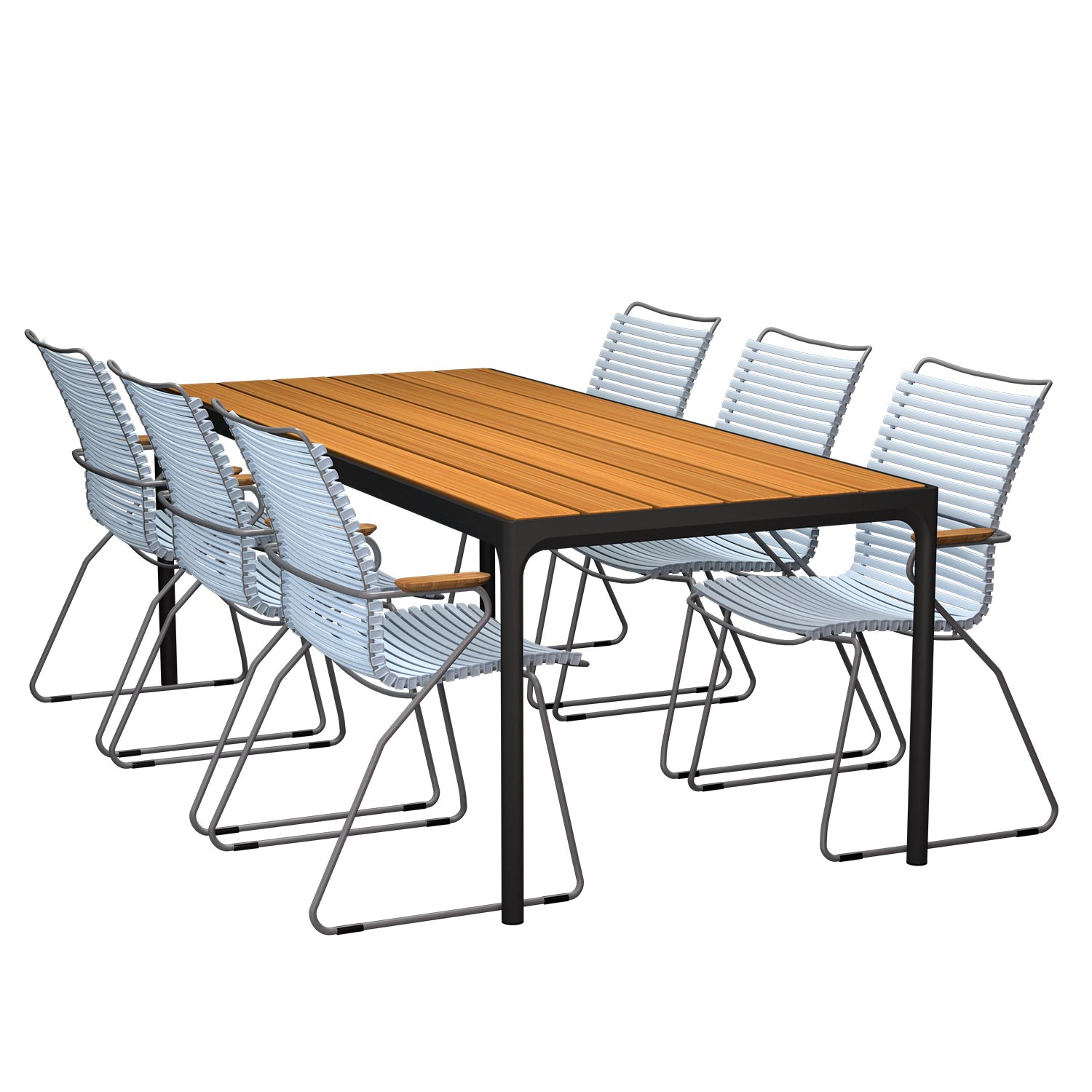 HOUE - Set Four schwarz 210x90 + 6x Click S. hoch hellblau