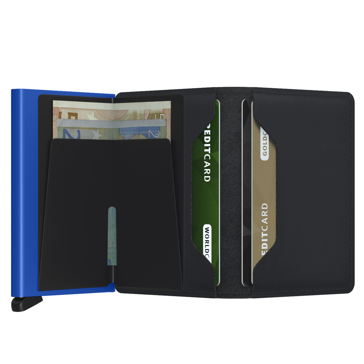 secrid slimwallet matte black blue offen 83632