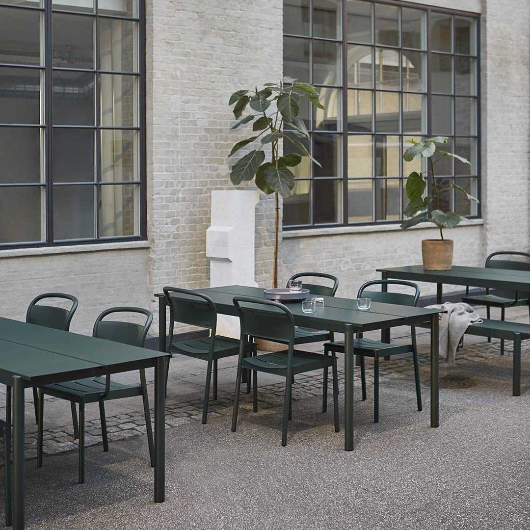 muuto linear side chair dark green outdoor 65382