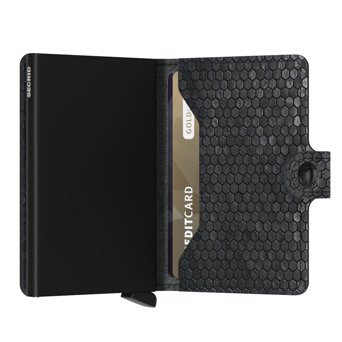 secrid miniwallet hexagon schwarz offen 104652