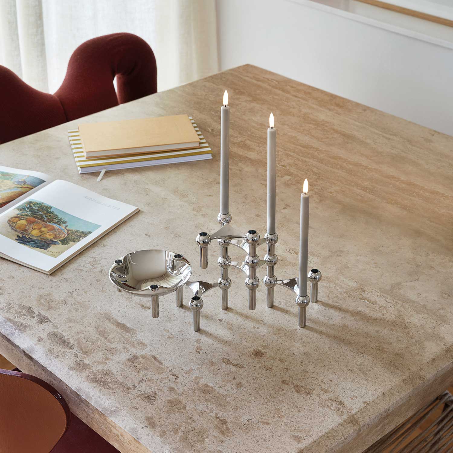 Stoff Nagel LED Kerzen weiss ambiente 86454