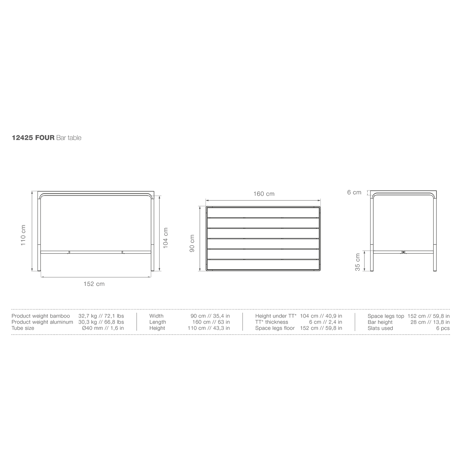 houe four bar table 160x90 12425 abmessungen 92611