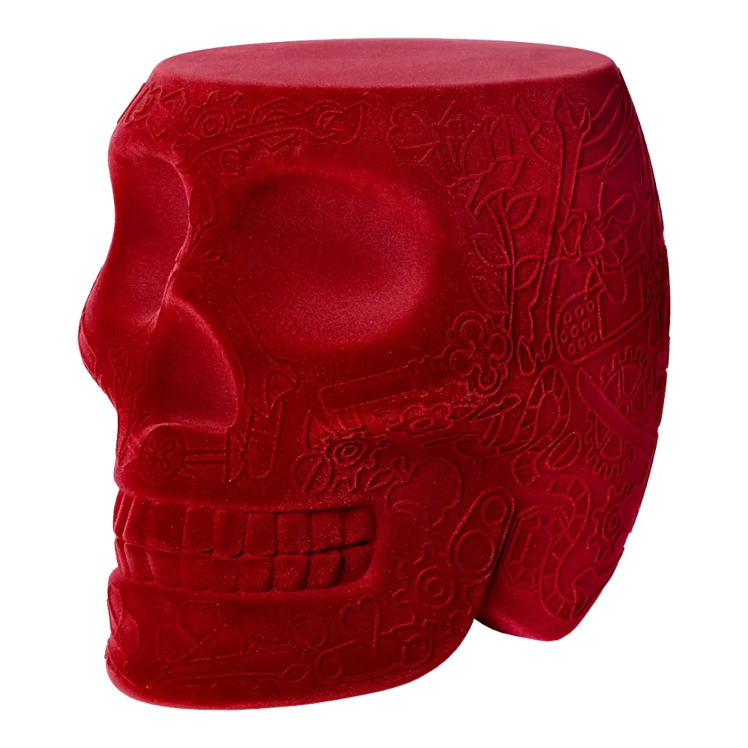 Qeeboo - Mexico Hocker Beistelltisch Velvet Finish rot