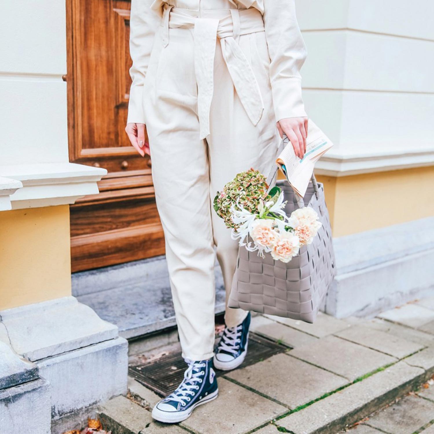 handed by paris shopper grey blumen 93464