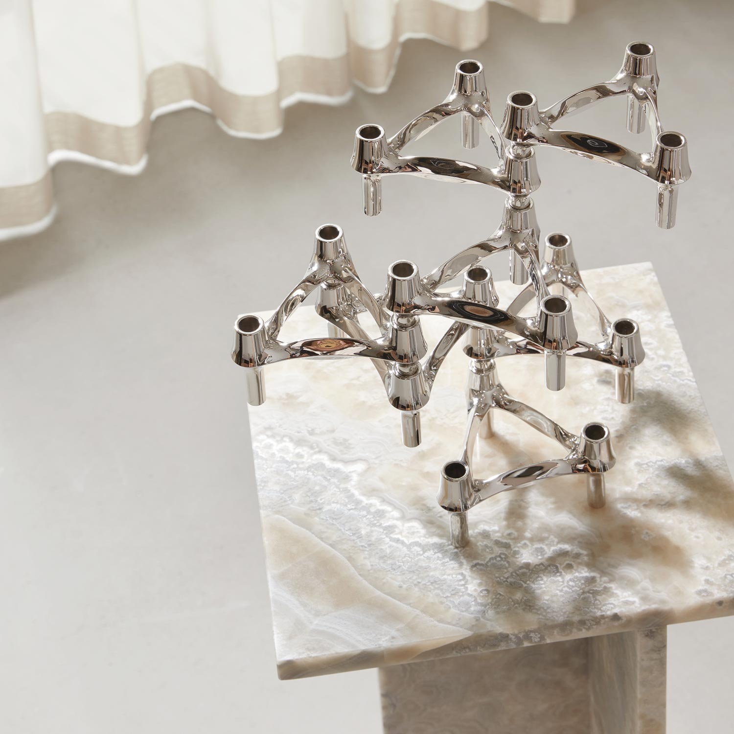 stoff nagel bmf kerzenhalter ambiente oben gesteckt chrom kerzen 97087