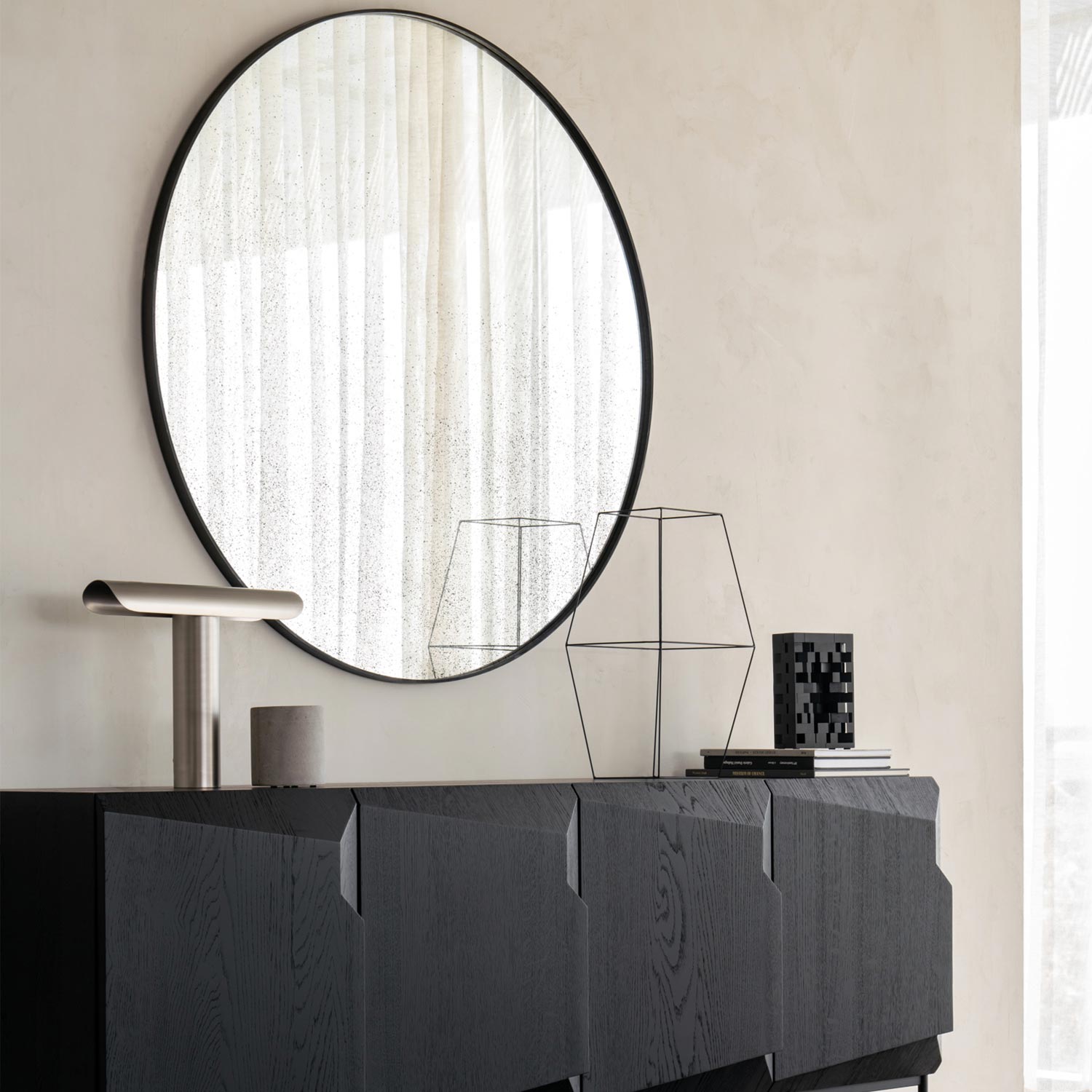 ethnicraft aged spiegel rund clear side board ambiente 84603