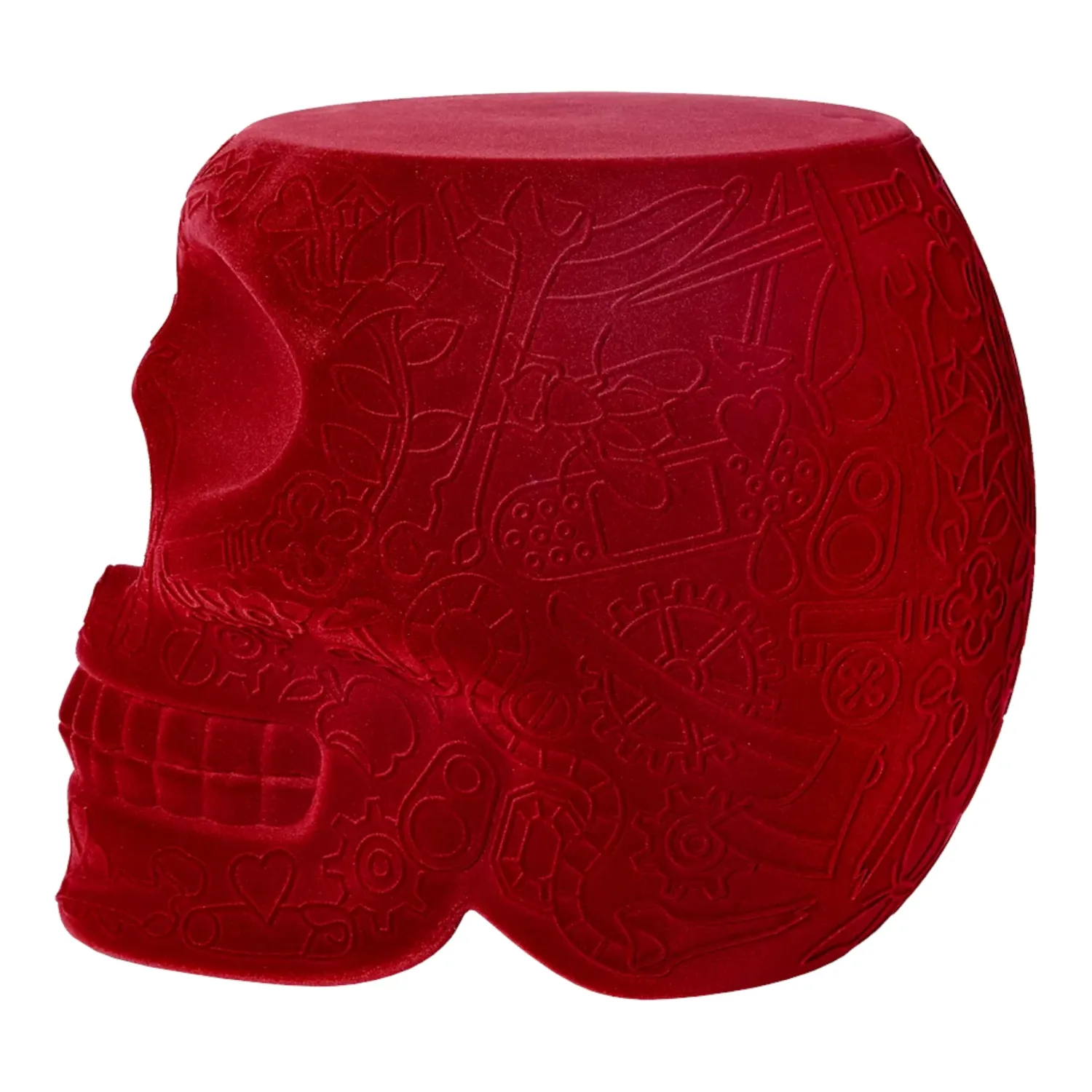 Qeeboo - Mexico Hocker Beistelltisch Velvet Finish rot
