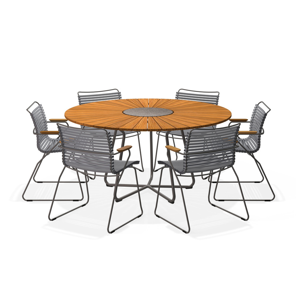 HOUE – Set Circle Ø150 cm + 6x Click Sessel dunkelgrau