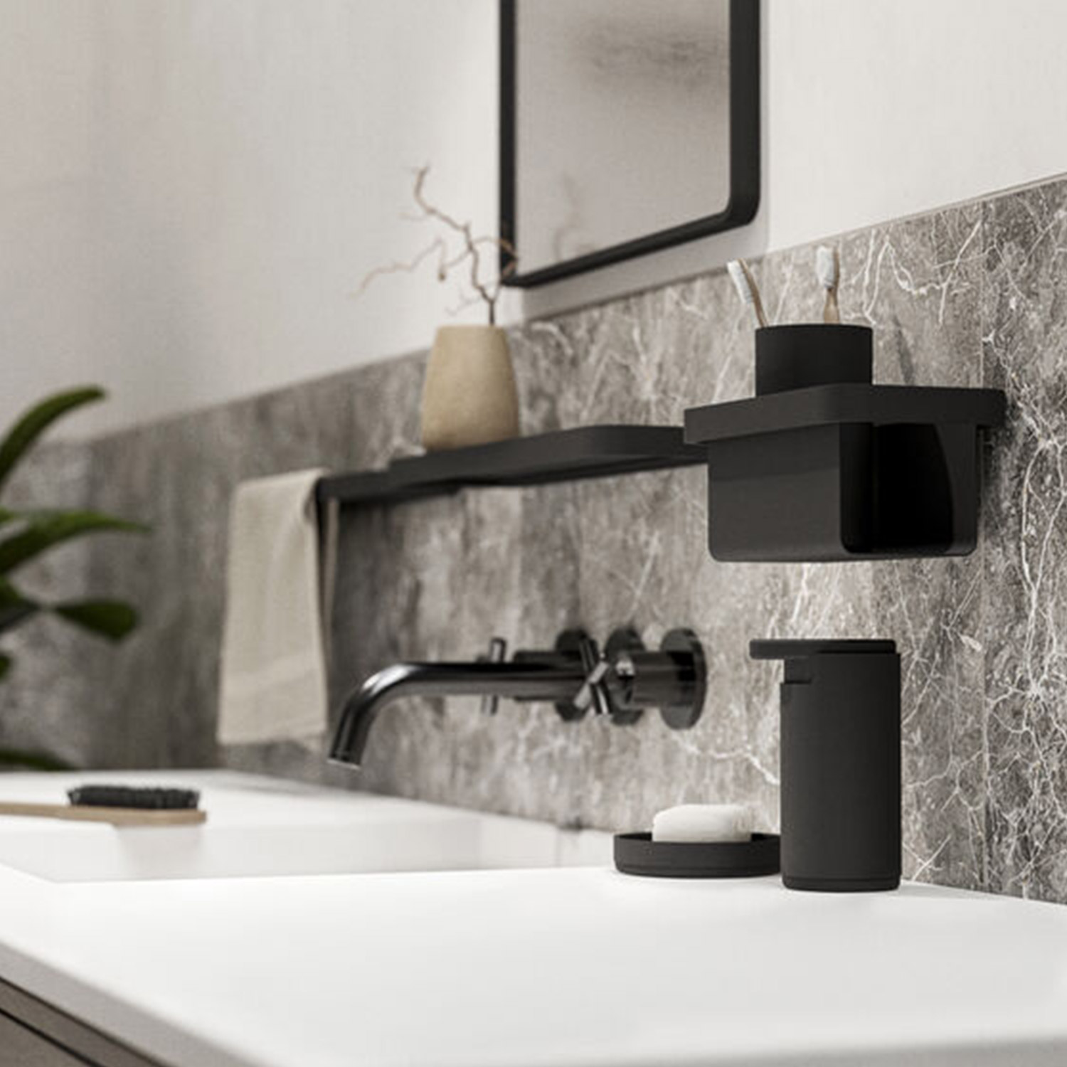 Zone Denmark Rim Zahnbuerstenbecher schwarz Ambiente 104955