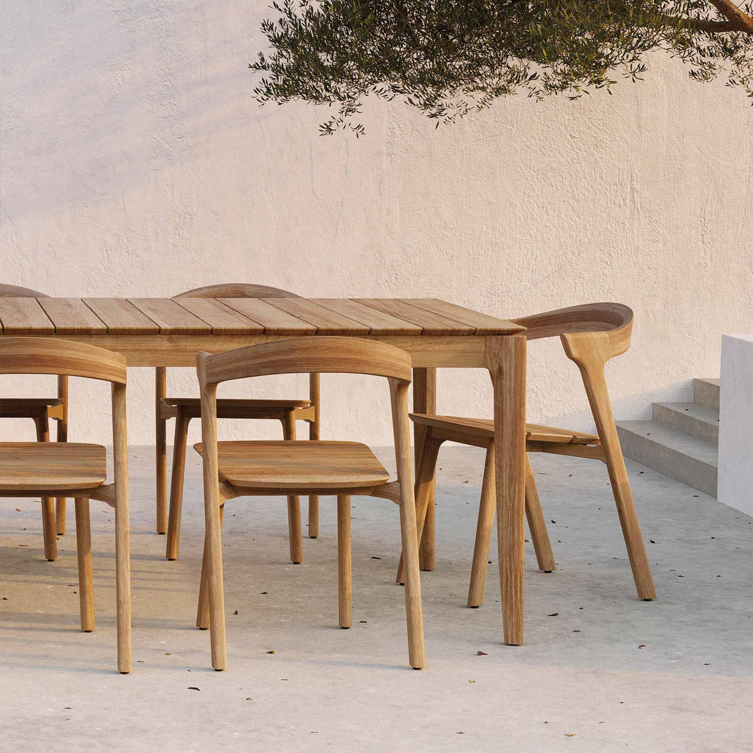 ethnicraft bok stuhl fuer draussen tafel ambiente close up 90889