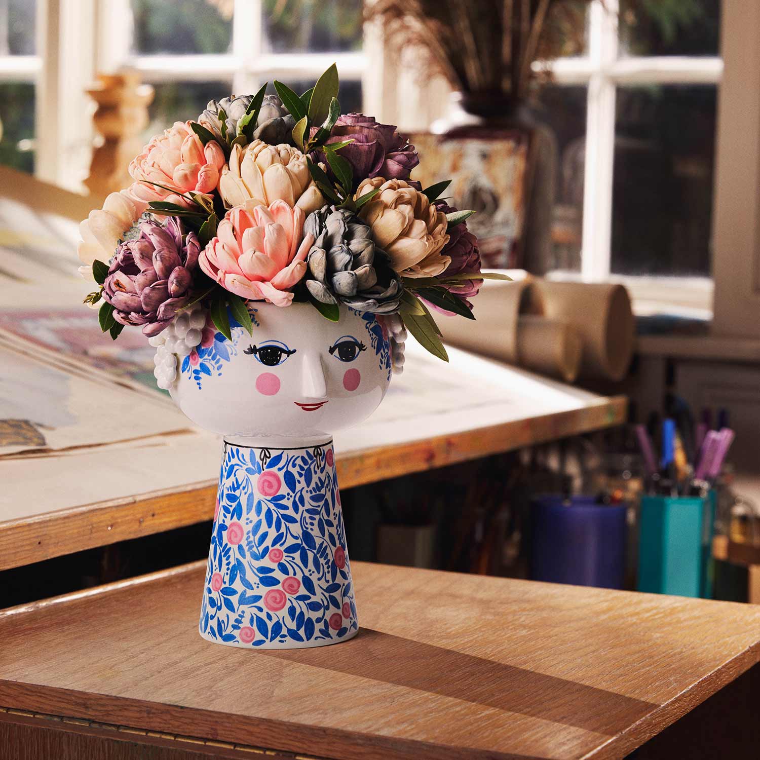 Björn Wiinblad - Eva Blumenvase H23,5 cm grün