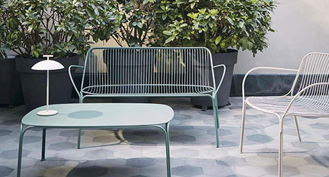 Kartell Mini Geen A BAttery weiß Outdoor Lampe auf Terrasse