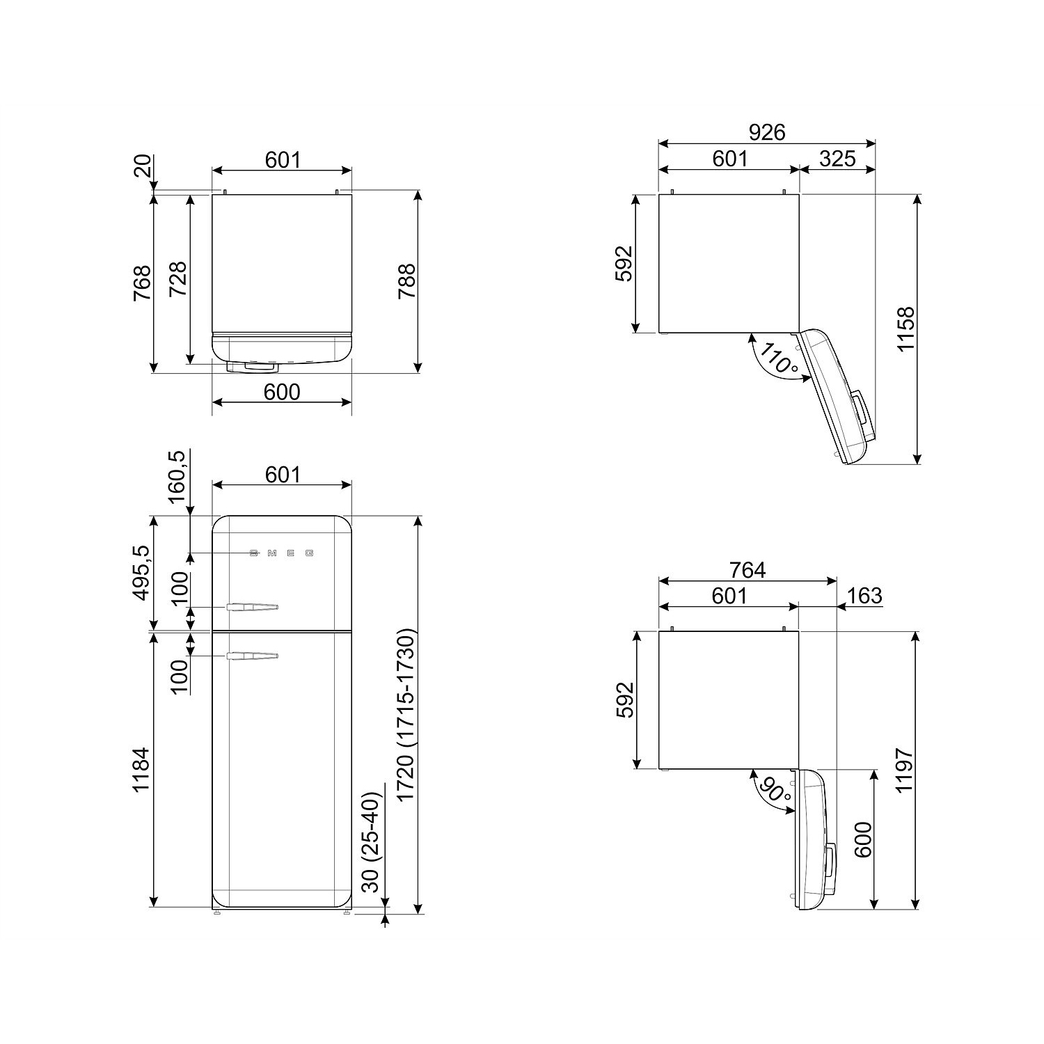 smeg kuehlschrank FAB30 technischezeichnung 55391