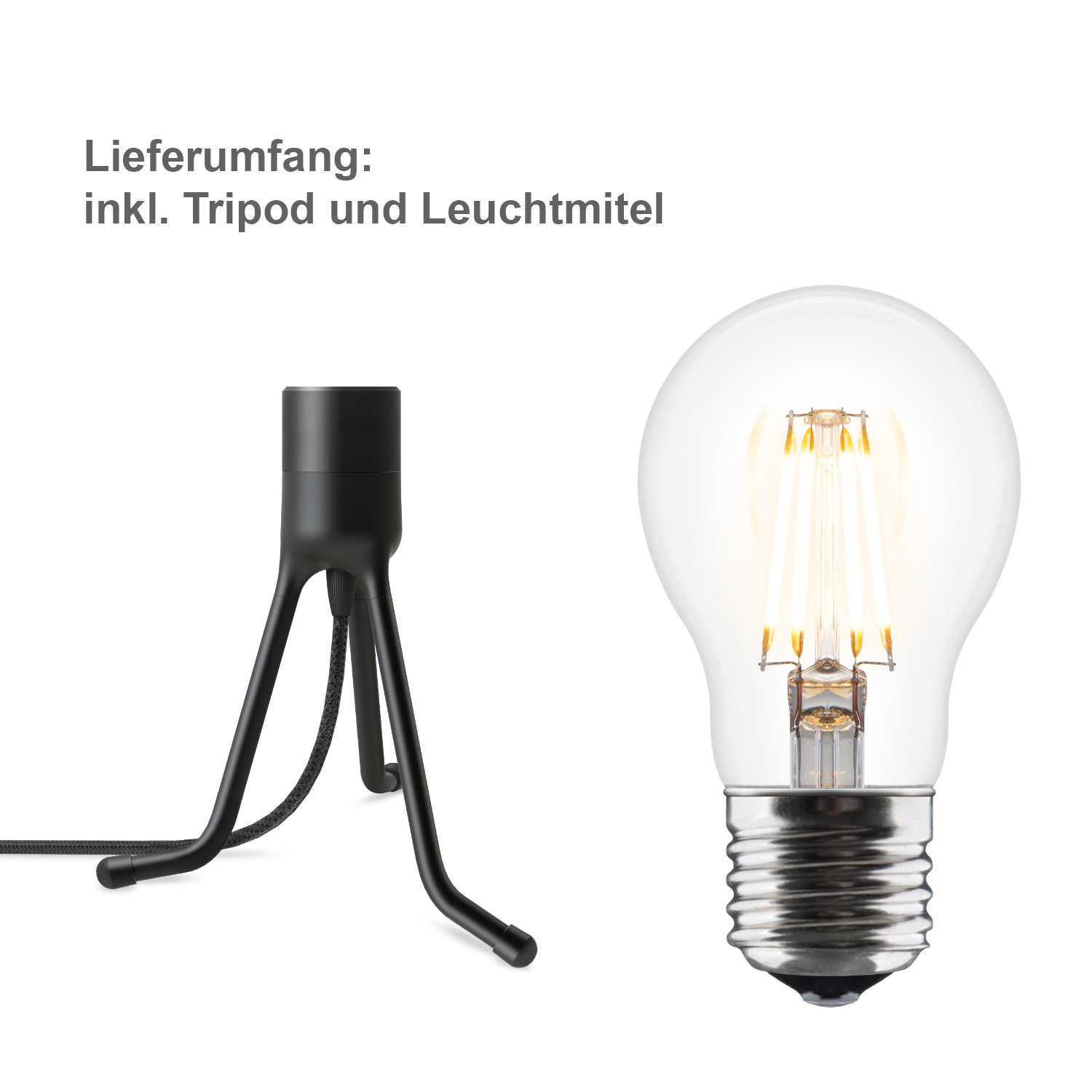 umage tripod base schwarz leuchtmittel