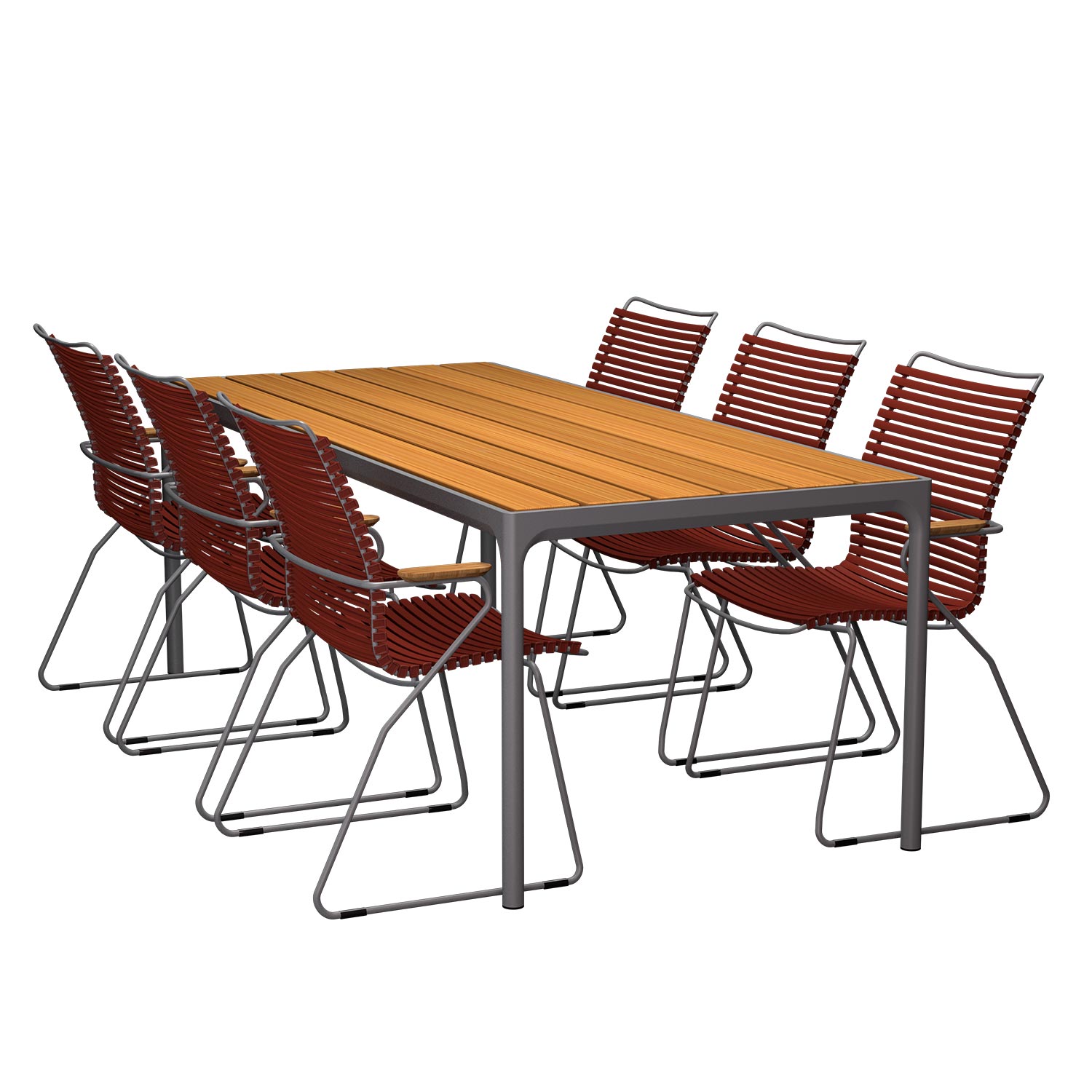 HOUE - Set Four grau 210x90 + 6x Click S. hoch paprika