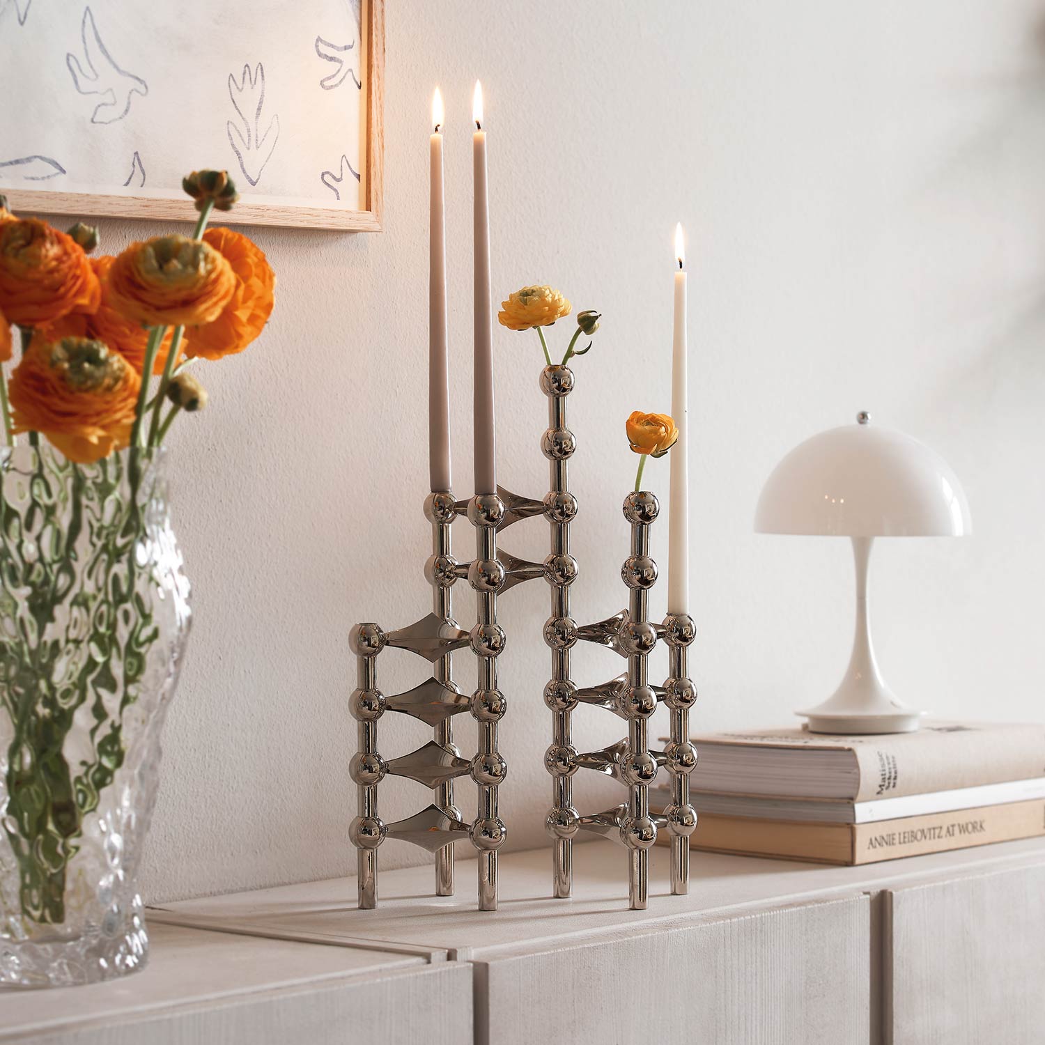 stoff nagel vase chrom silber 78165