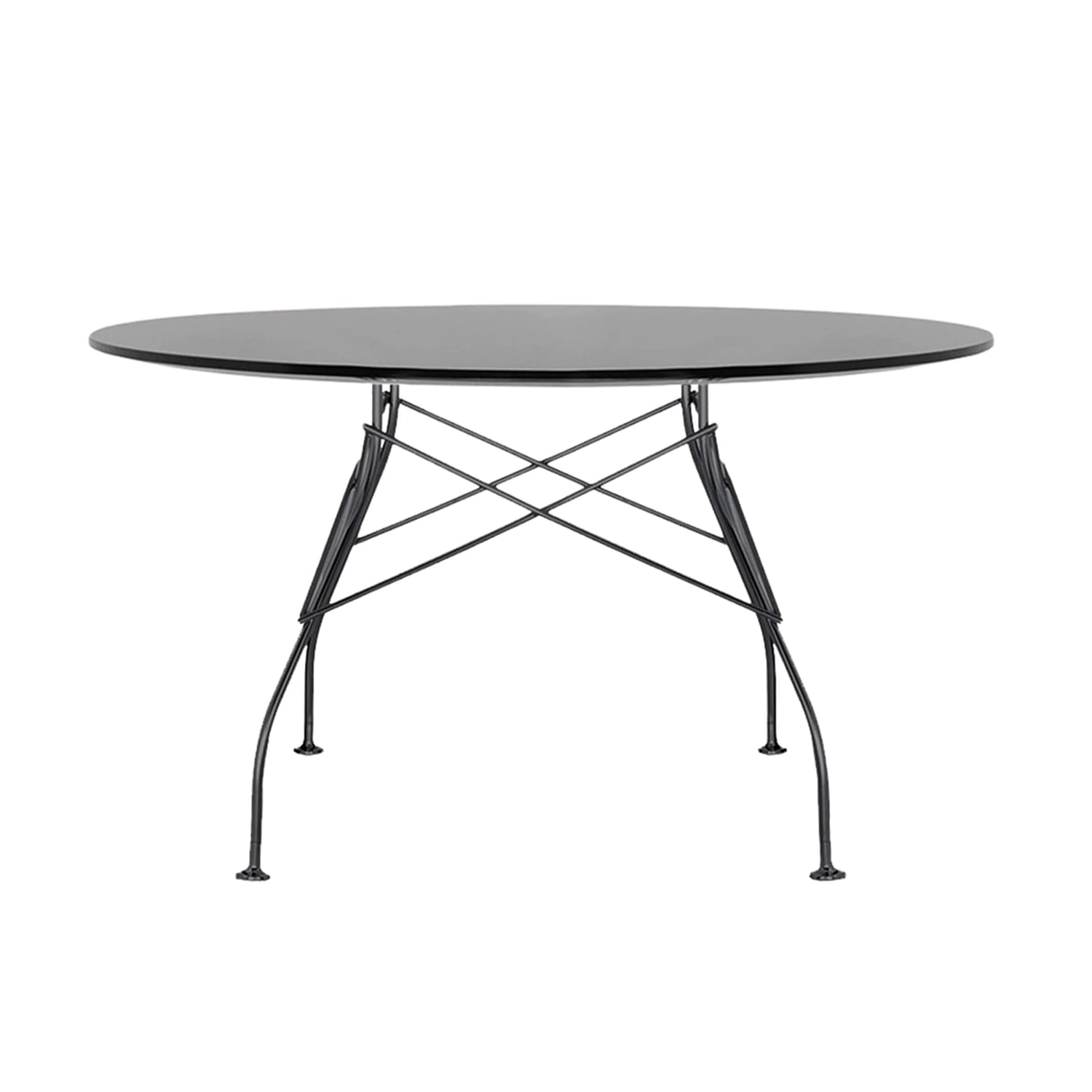 kartell glossy outdoortisch schwarz 128 cm 79093