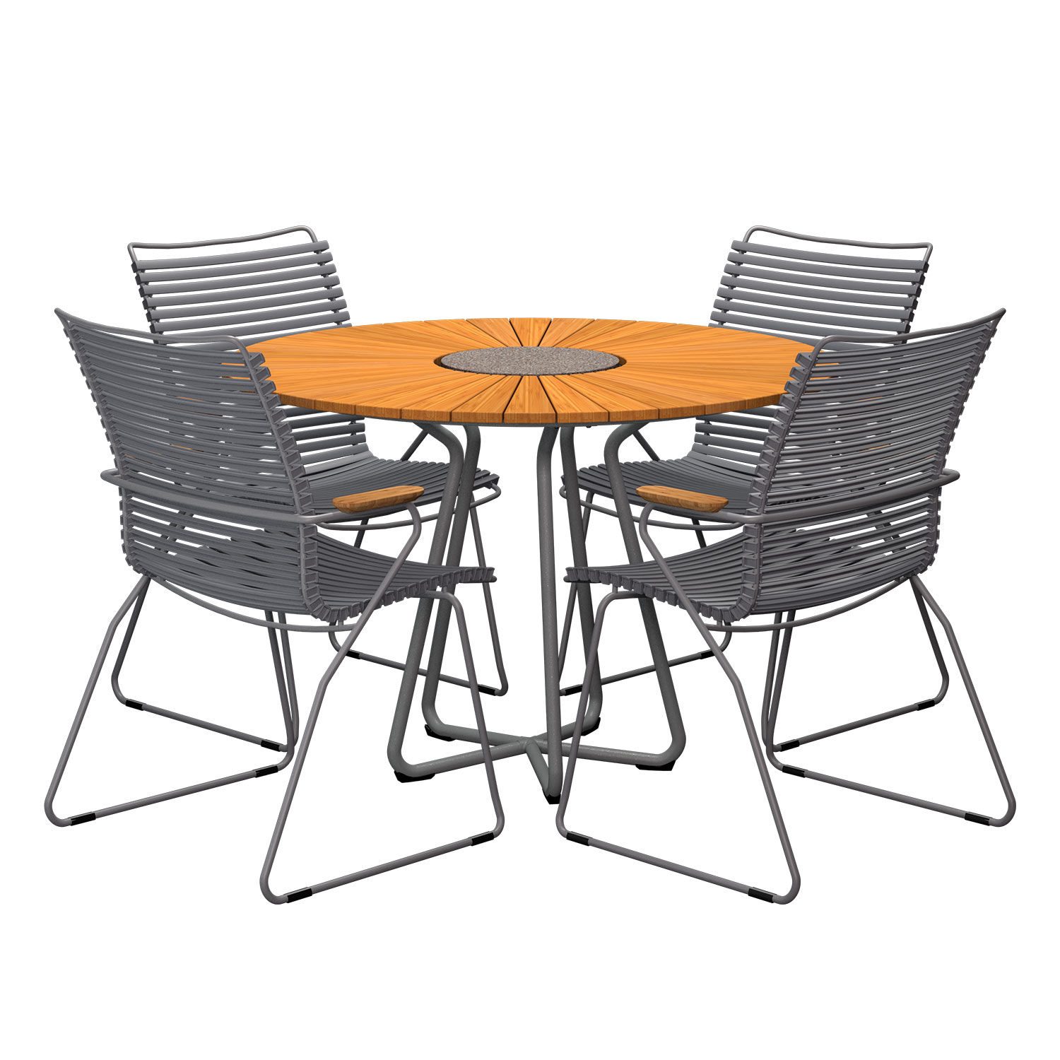 HOUE - Set Circle Ø 110 cm + 4x Click Stuhl hoch dunkelgrau