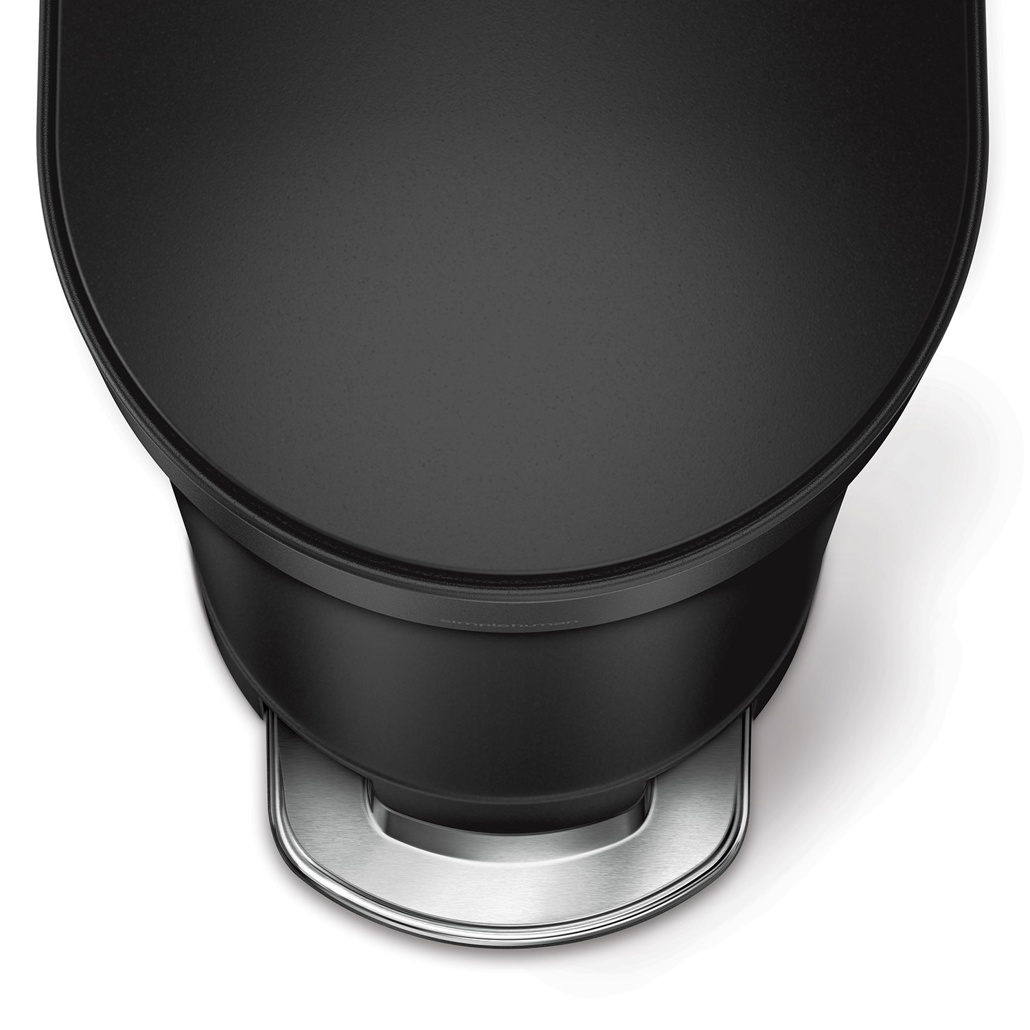 simplehuman treteimer schmal edelstahl schwarz close up 98319