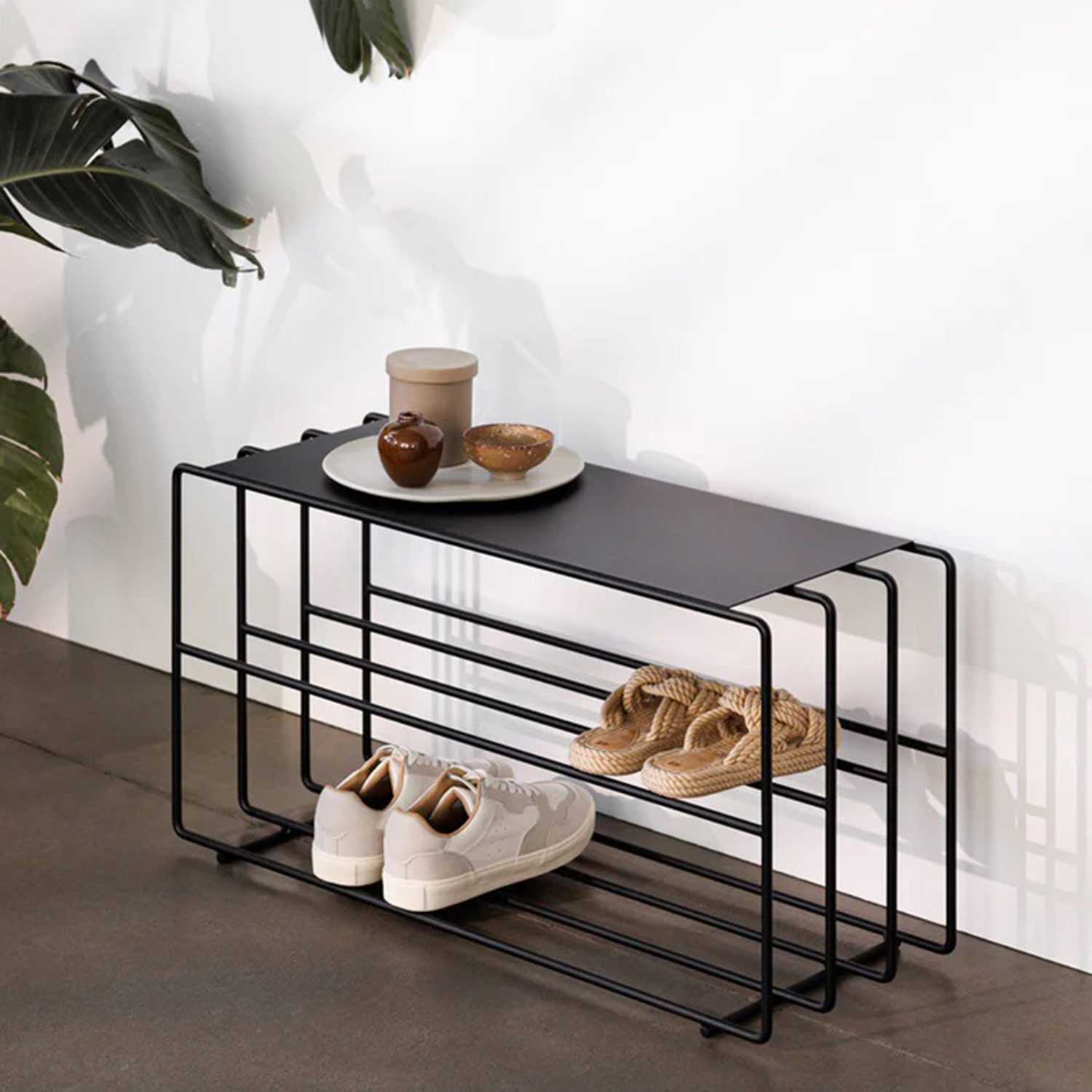 metallbude neva schuhregal schwarz flur pflanze seitlich 96720