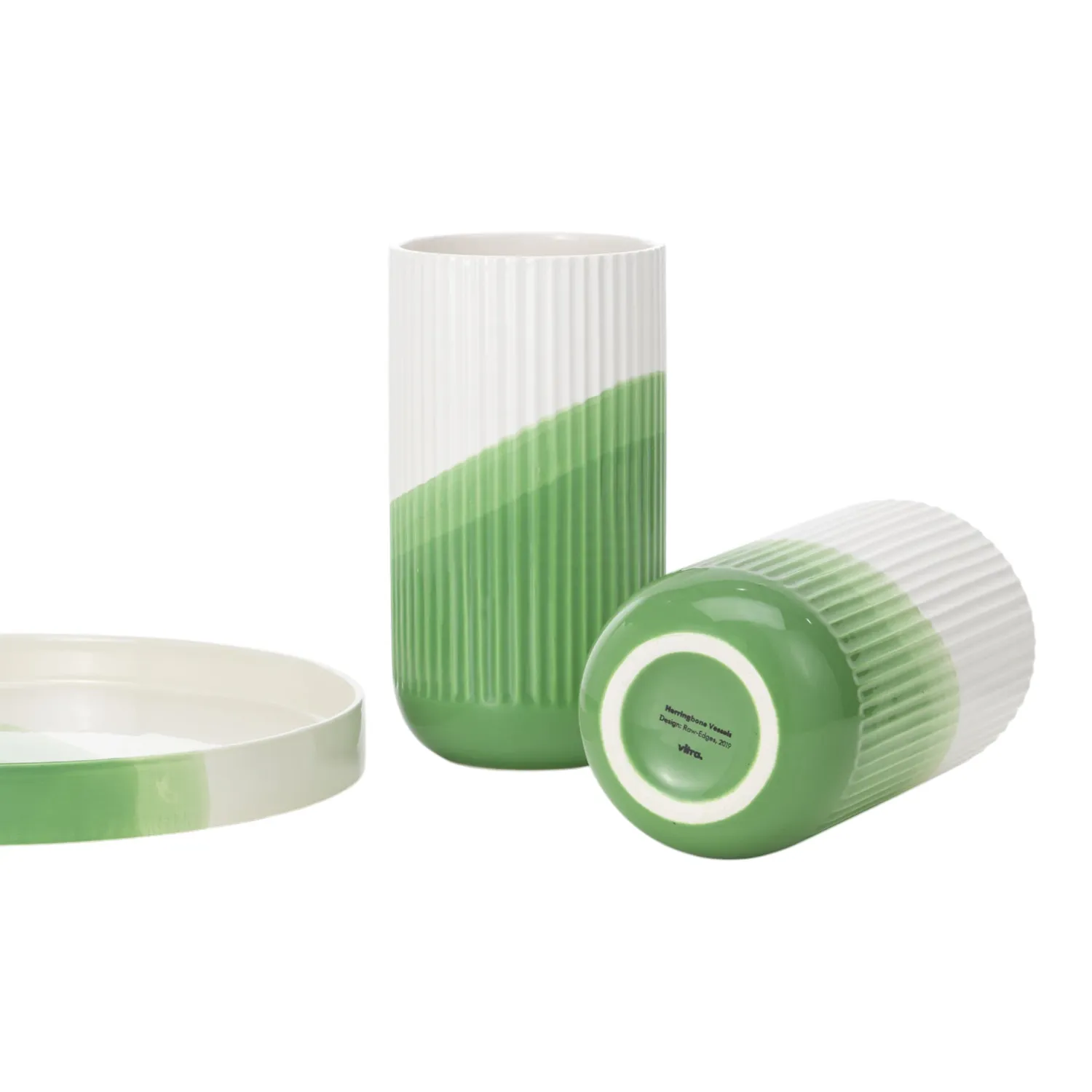 Vitra - Herringbone Vase geriffelt, grün