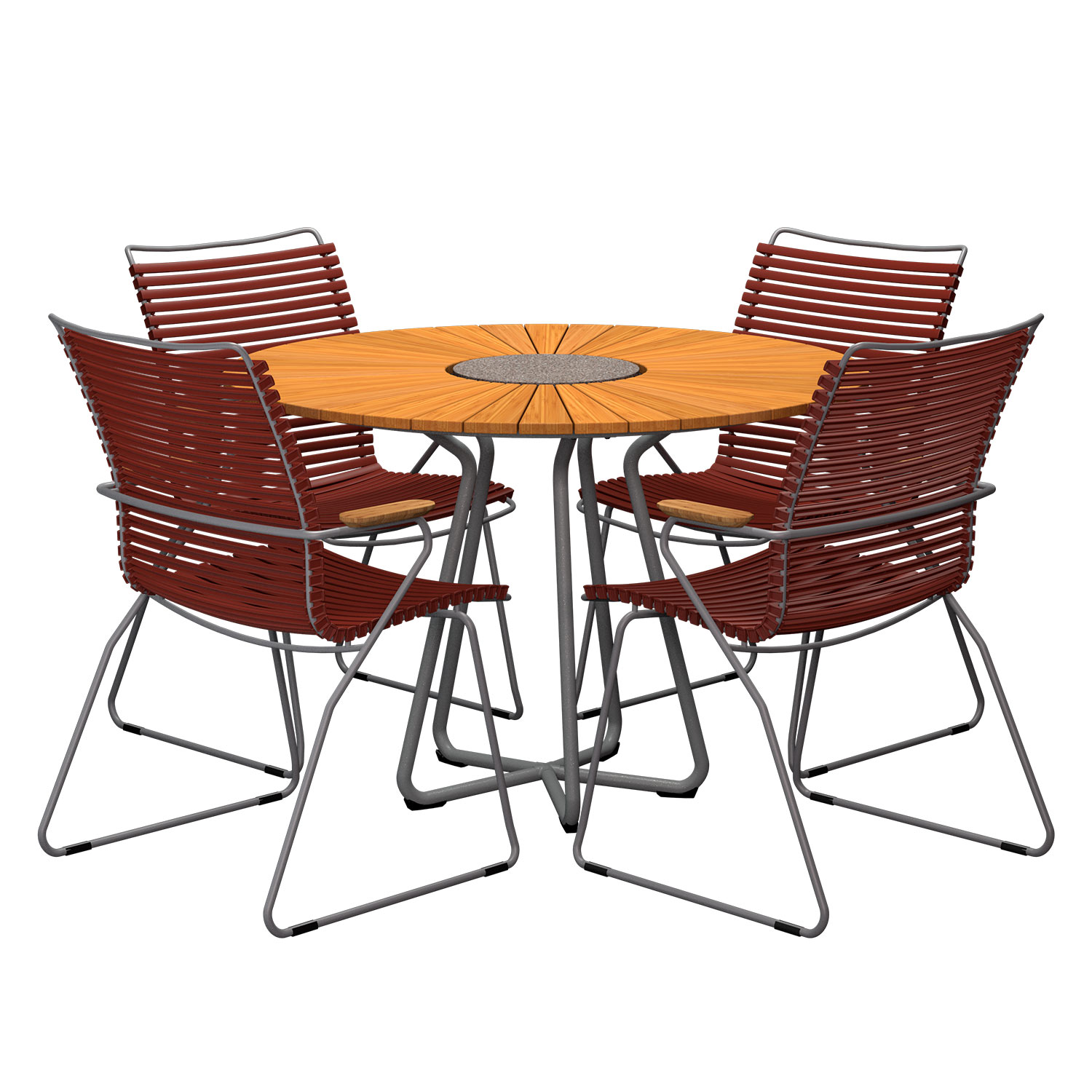 HOUE - Set Circle Ø 110 cm + 4x Click Stuhl hoch paprika