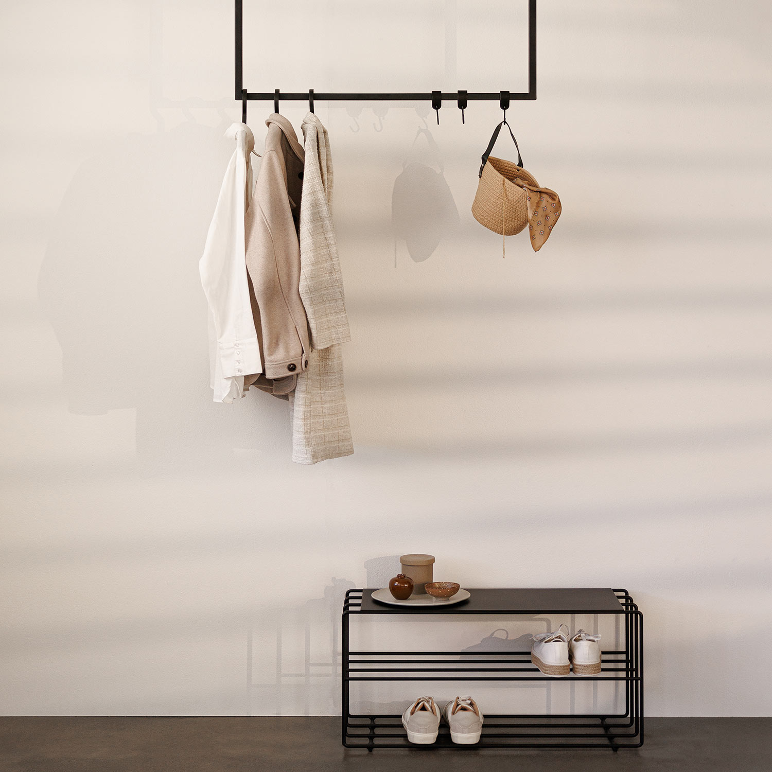 metallbude rubu kleiderstange schwarz eckig zimmer schuhregal ankleide 96883