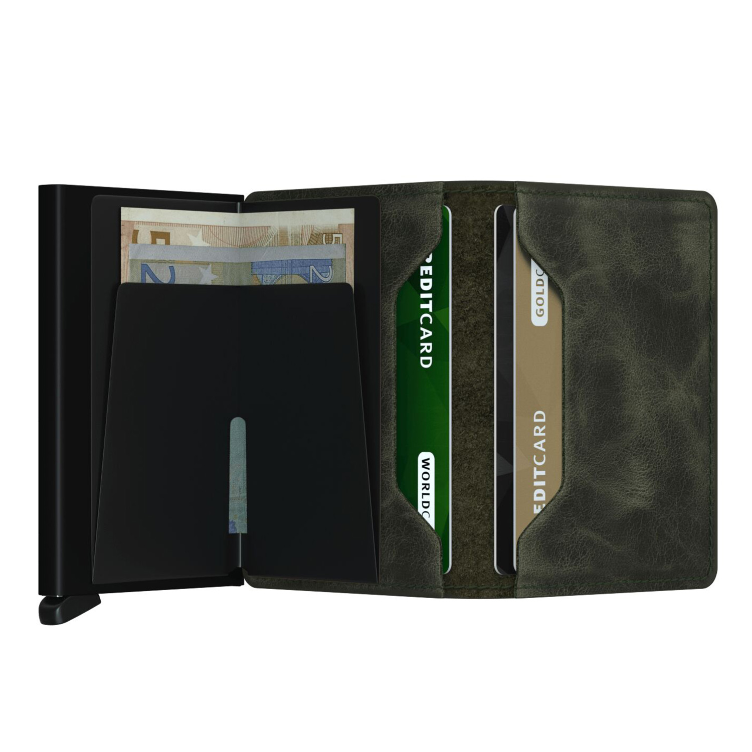 secrid slimwallet vintage oliv offen 104845