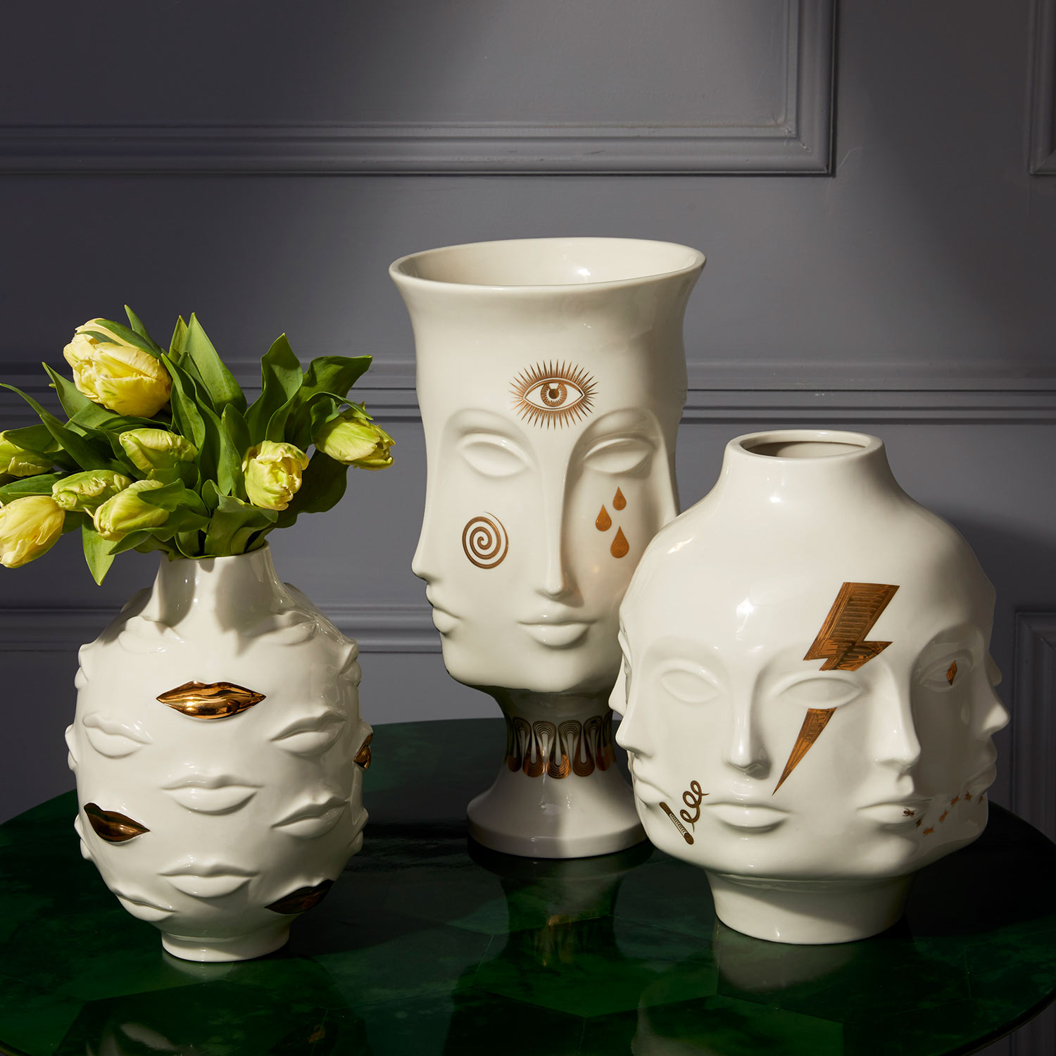 jonathan adler gilded muse gala round blumenvase 61842