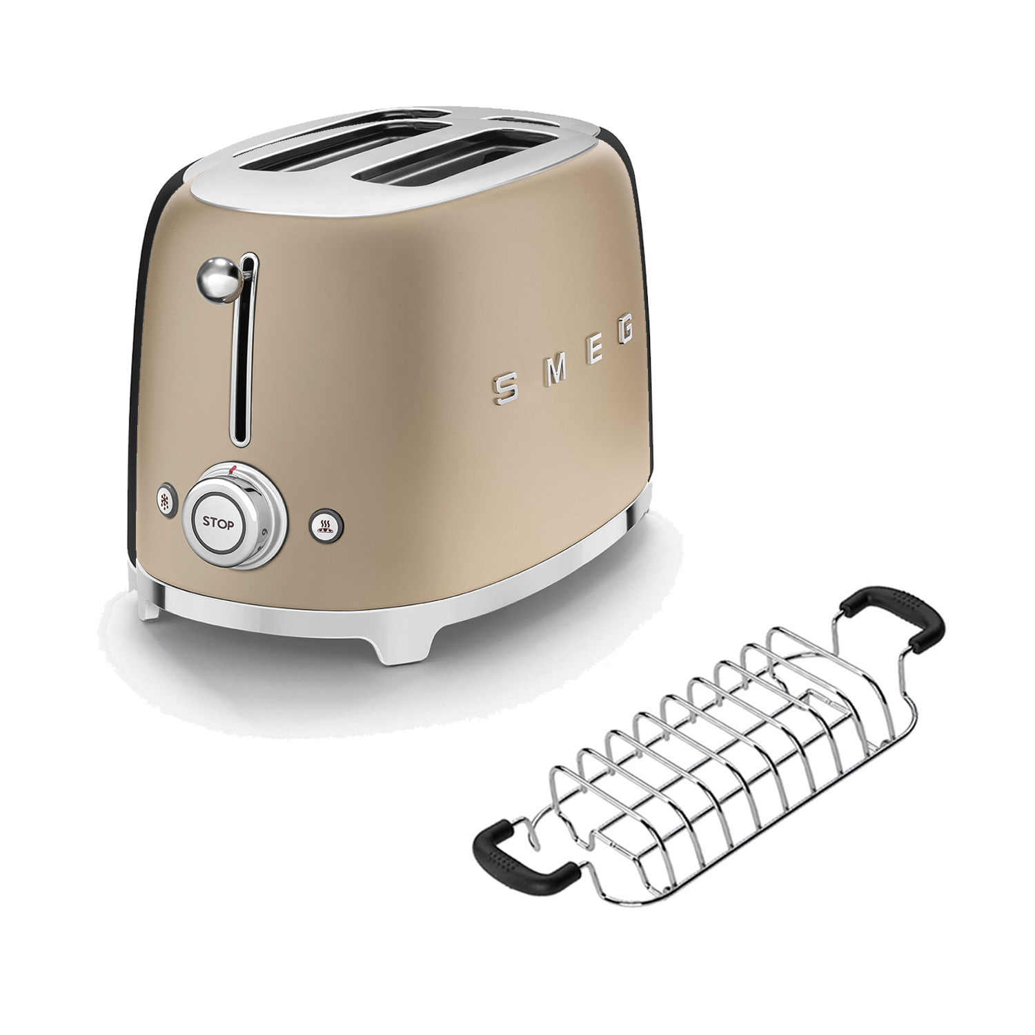 smeg toaster roestaufsatz matt champagner 65840