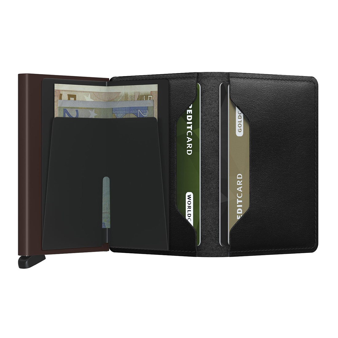 secrid slimwallet original schwarz braun offen 104838