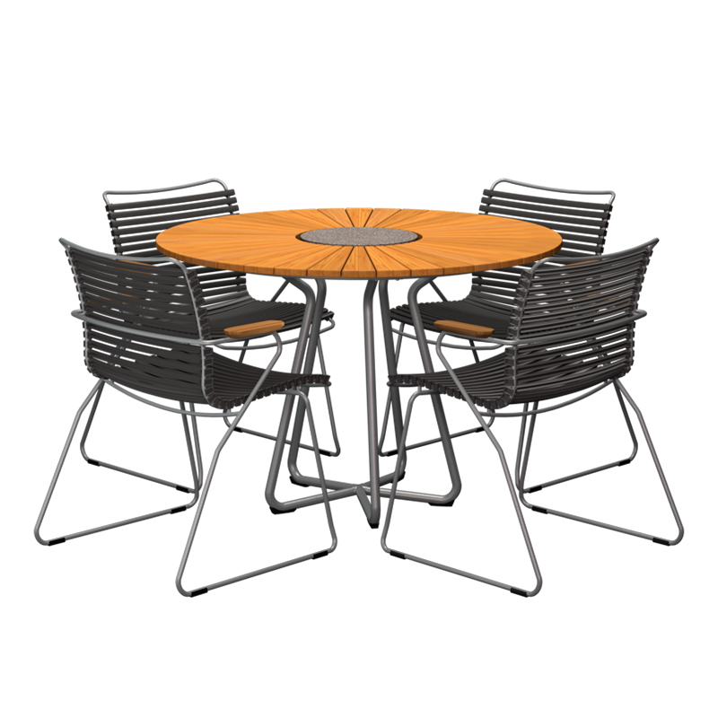 HOUE - Set Circle Tisch Ø110 cm + 4x Click Sessel schwarz