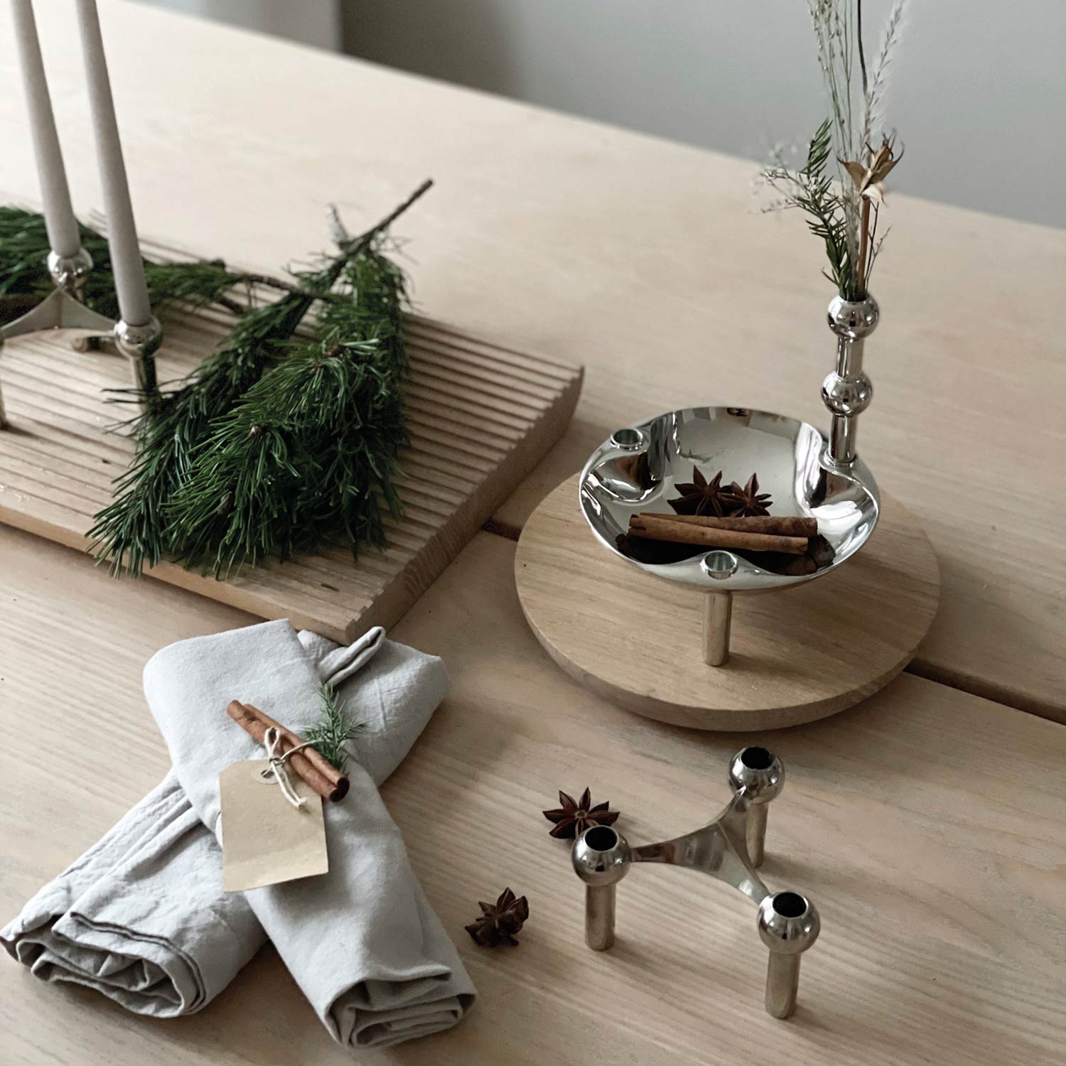 stoff nagel vase chrom winterdekoration 78161